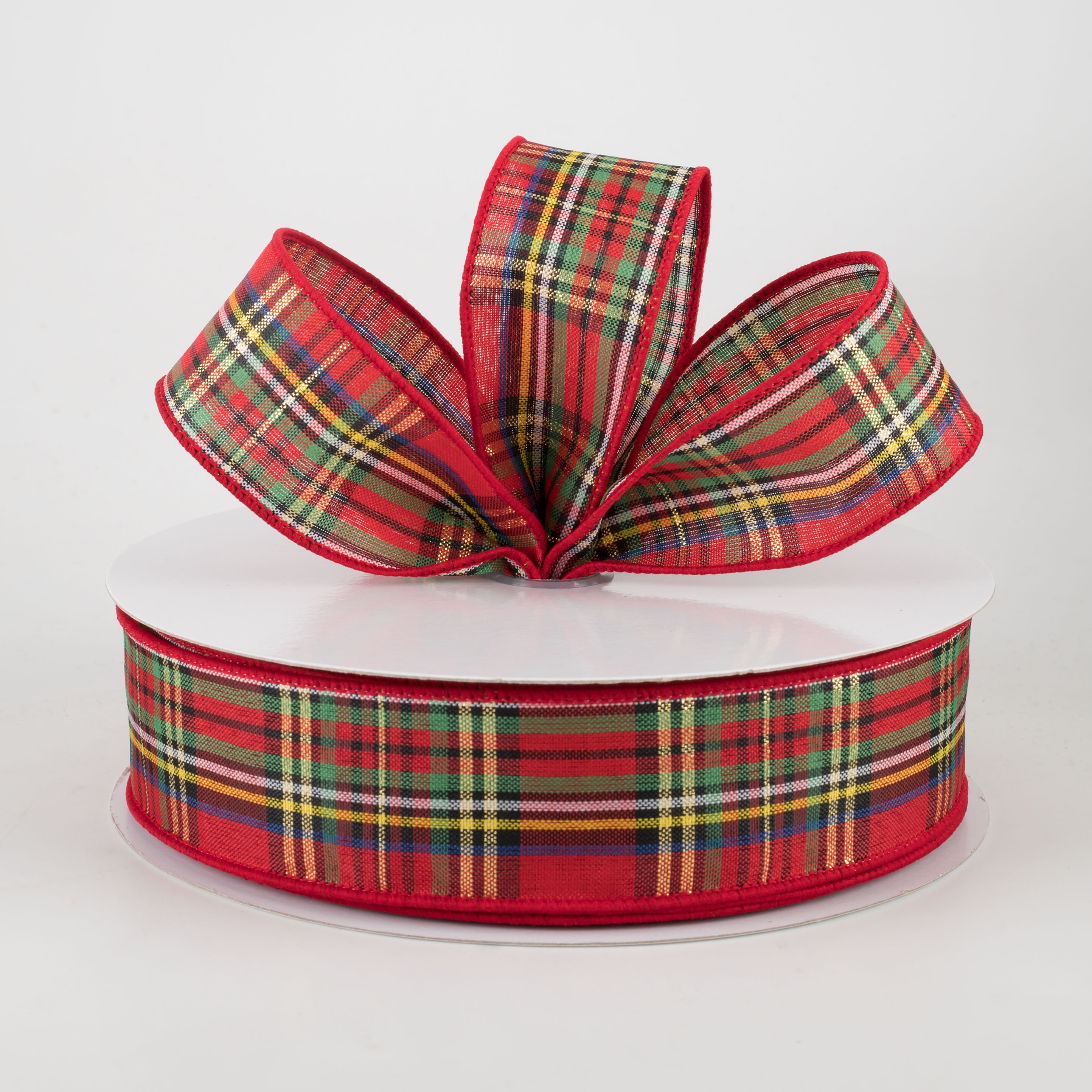 1.5" Traditional Red Tartan Plaid Ribbon (50 Yards) Lifestyle Photo