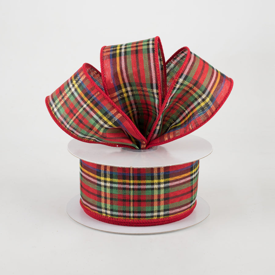 1.5" Traditional Red Tartan Plaid Ribbon (10 Yards) Lifestyle Photo