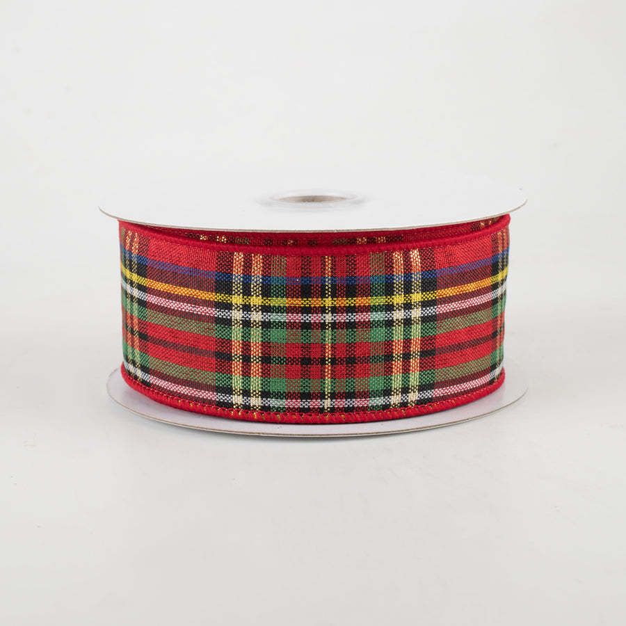 1.5" Traditional Red Tartan Plaid Ribbon (10 Yards)
