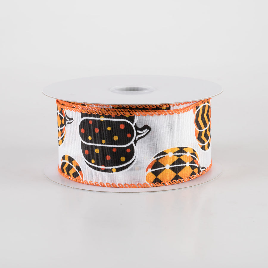 1.5" Trendy Pumpkins Ribbon: Orange, Yellow & Black (10 Yards) Item Number: 51403-09-01