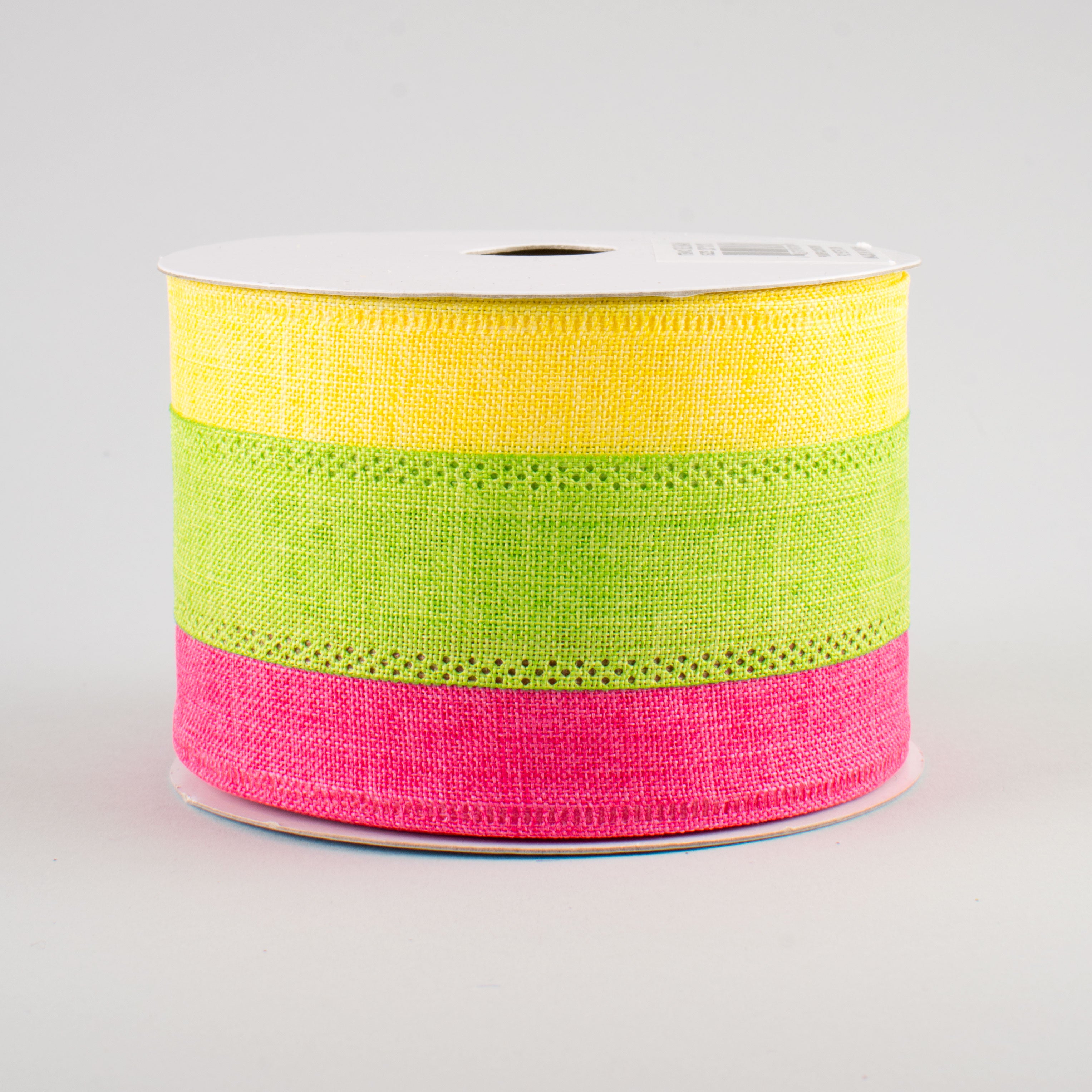 2.5" Tricolor Striped Ribbon: Yellow, Lime, Hot Pink (10 Yards)