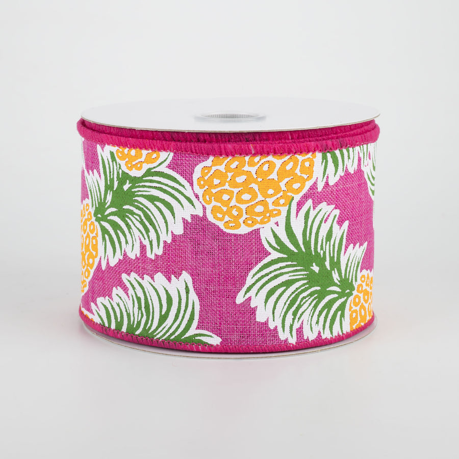 2.5" Tropical Pineapples Ribbon: Fuchsia (10 Yards) Item Number: 41046-40-28