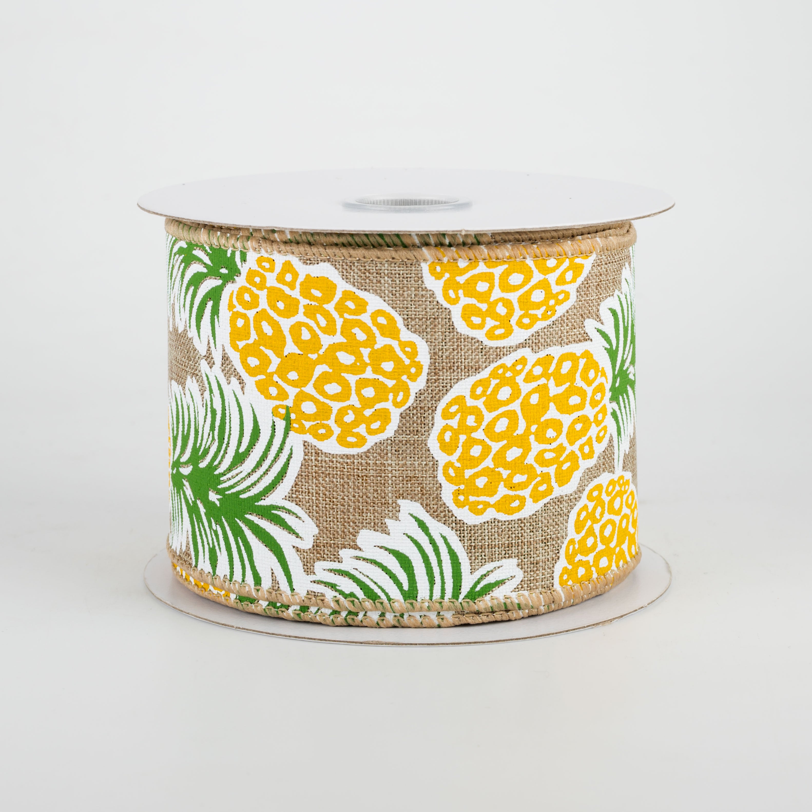 2.5" Tropical Pineapples Ribbon: Natural (10 Yards) Item Number: 41046-40-15