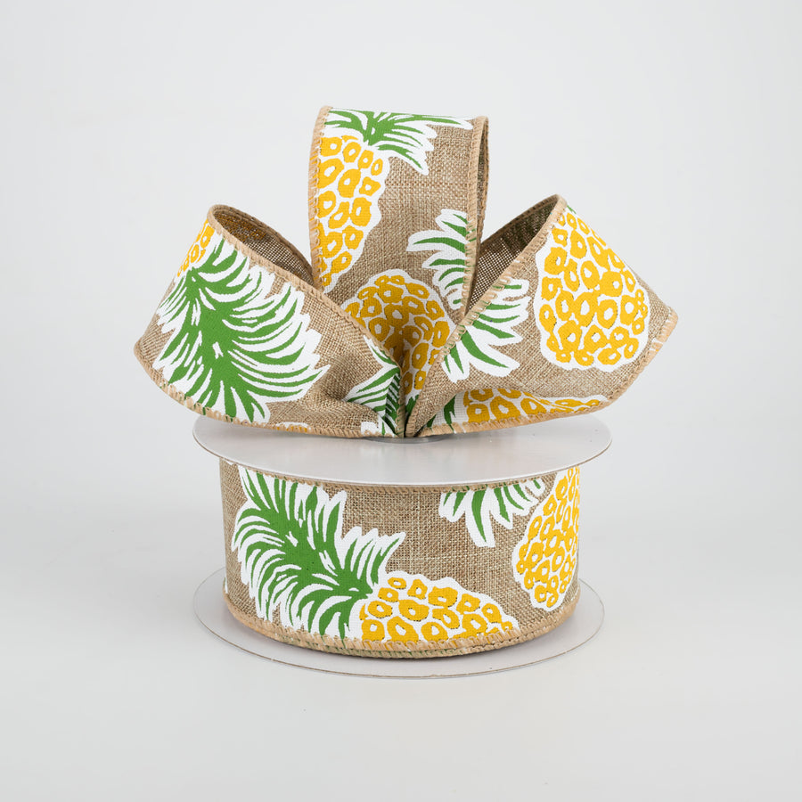 1.5" Tropical Pineapples Ribbon: Natural (10 Yards) Lifestyle Photo
