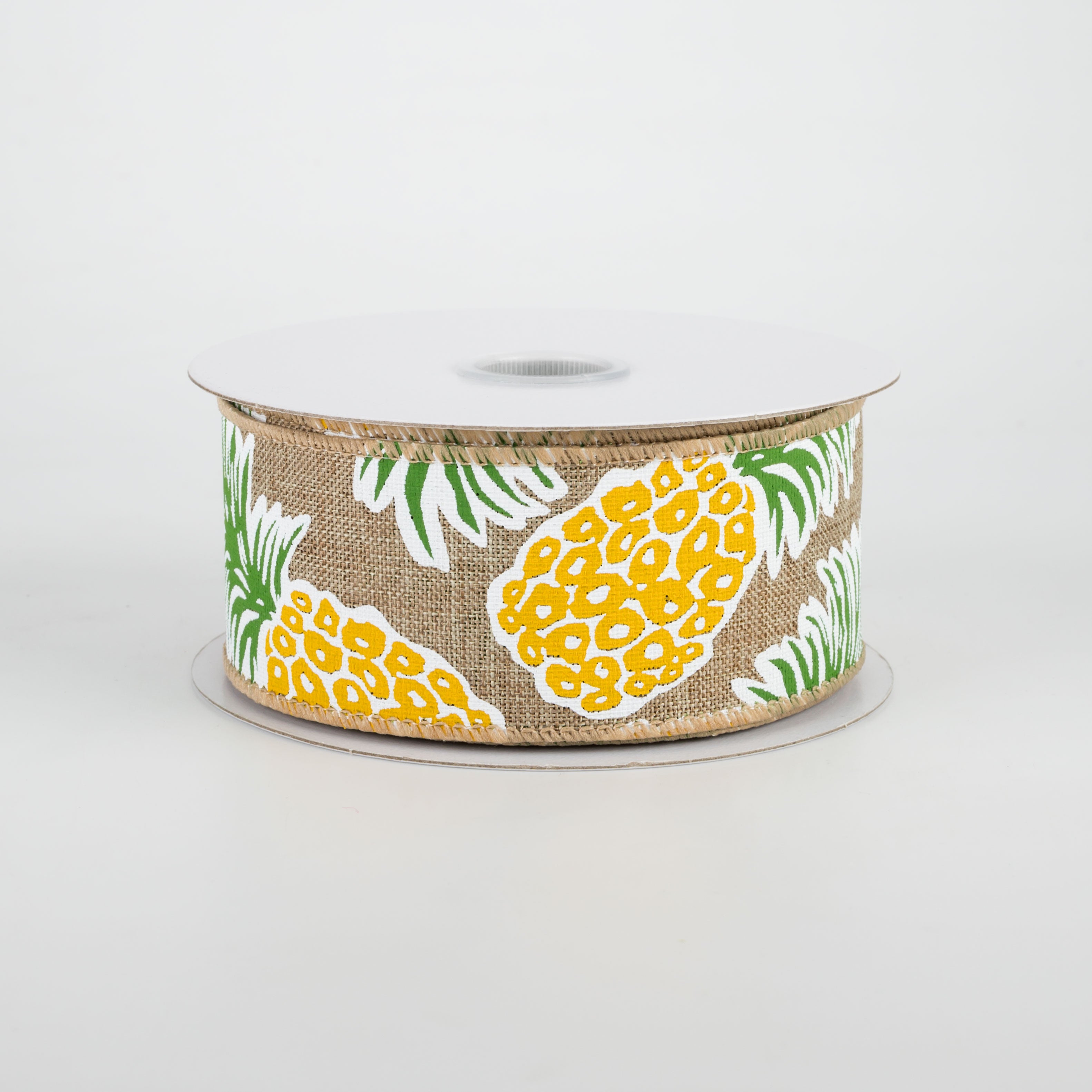 1.5" Tropical Pineapples Ribbon: Natural (10 Yards)