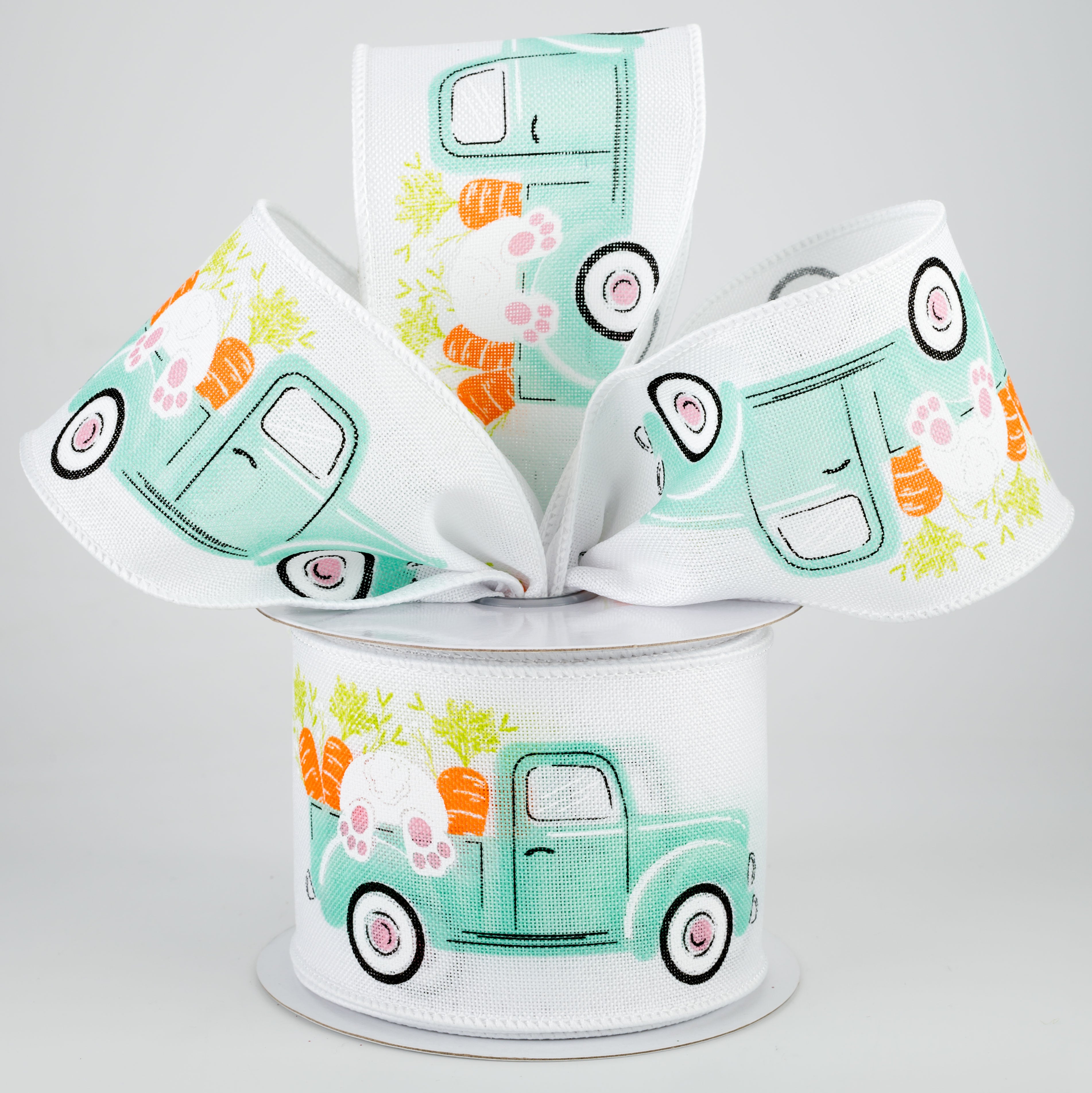 2.5" Truck With Bunny & Carrots Ribbon (10 Yards) Lifestyle Photo
