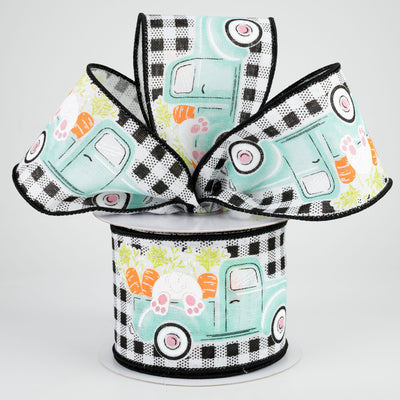 2.5" Truck With Bunny Check Ribbon: Black (10 Yards) Lifestyle Photo