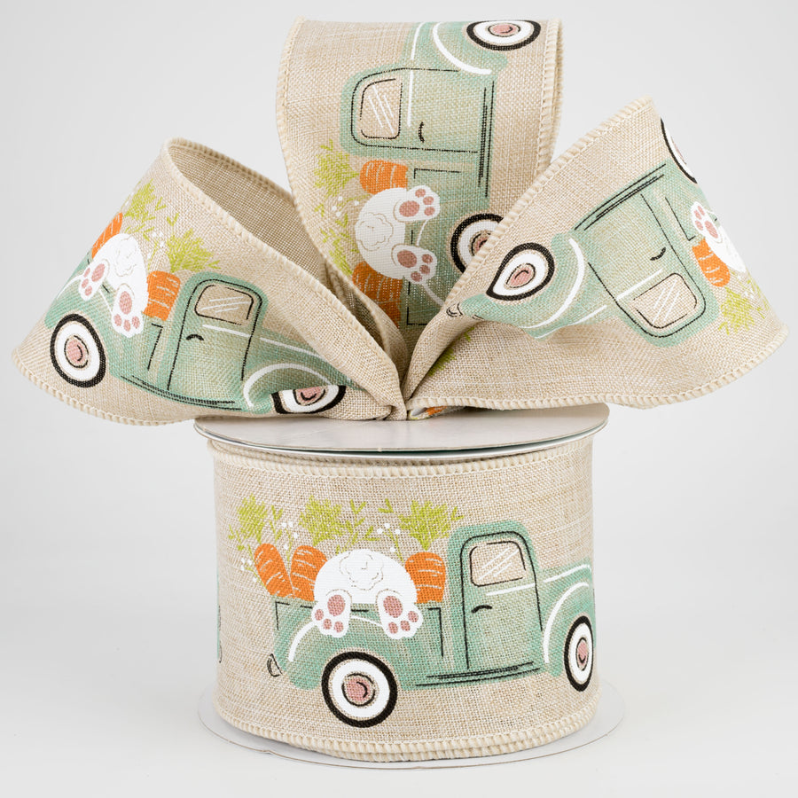 2.5" Truck With Bunny Ribbon: Natural (10 Yards) Lifestyle Photo