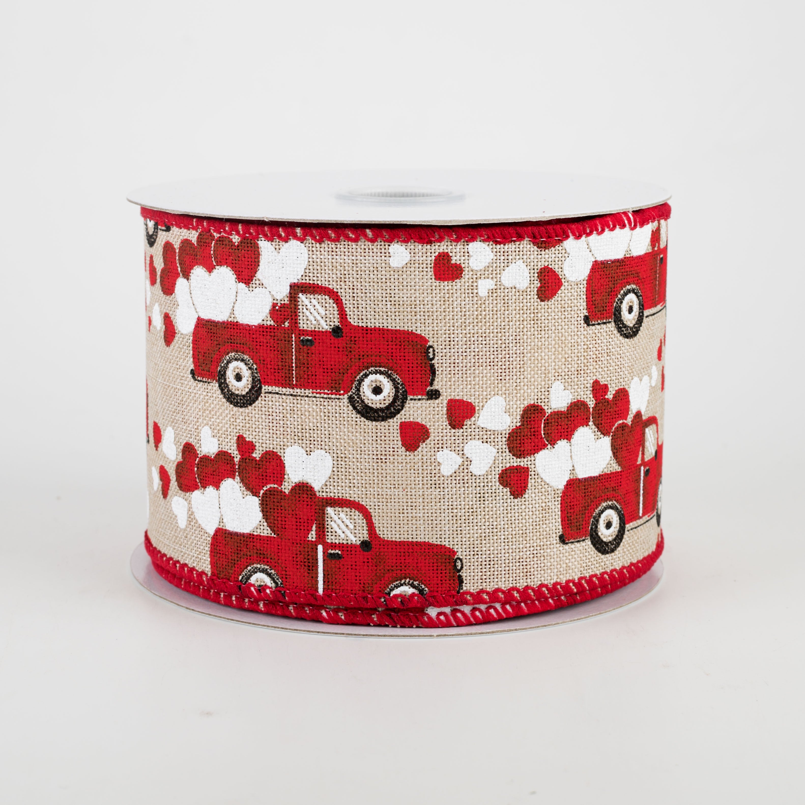 2.5" Trucks & Hearts Ribbon: Natural (10 Yards) Item Number: 11109-40-15