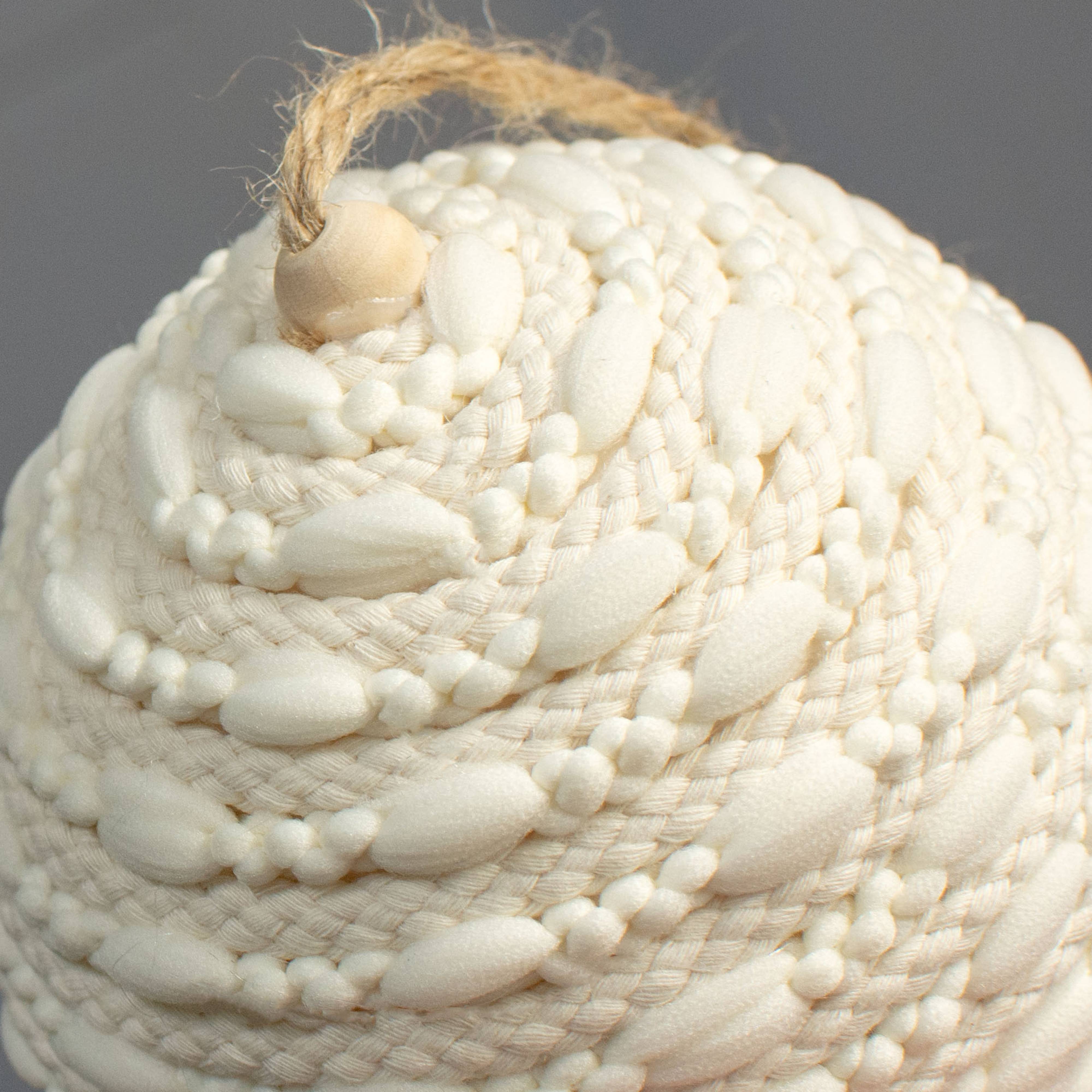 4" Tufted Braided Stripe Ornaments: Cream (Box of 4) detail photo 3