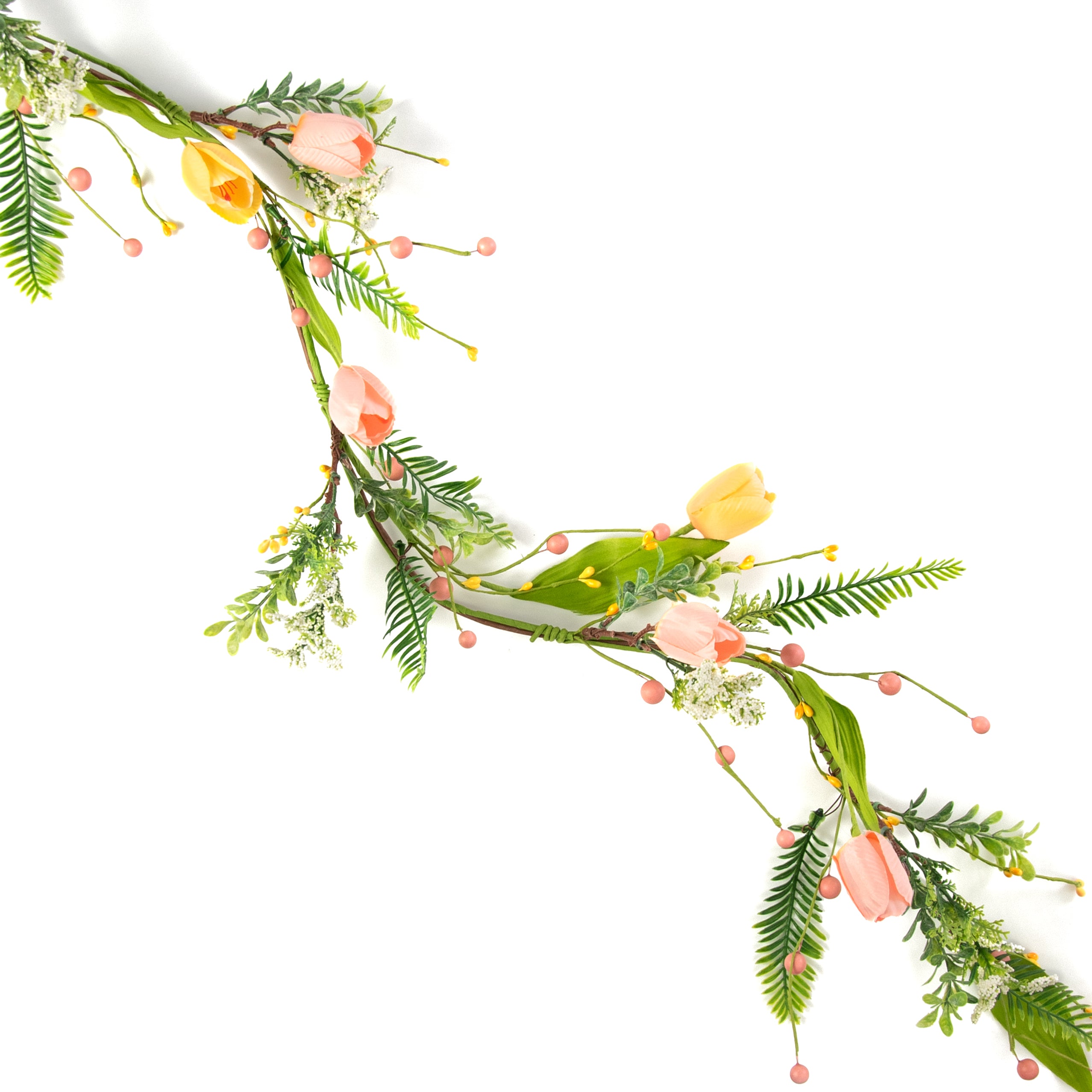 4' Tulip & Greenery Garland: Peach & Yellow Item Number: 31181
