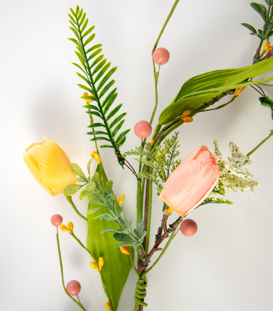 4' Tulip & Greenery Garland: Peach & Yellow detail photo 4