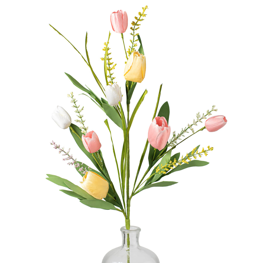 32" Tulip Spray: Pink, Yellow, White Item Number: 210430