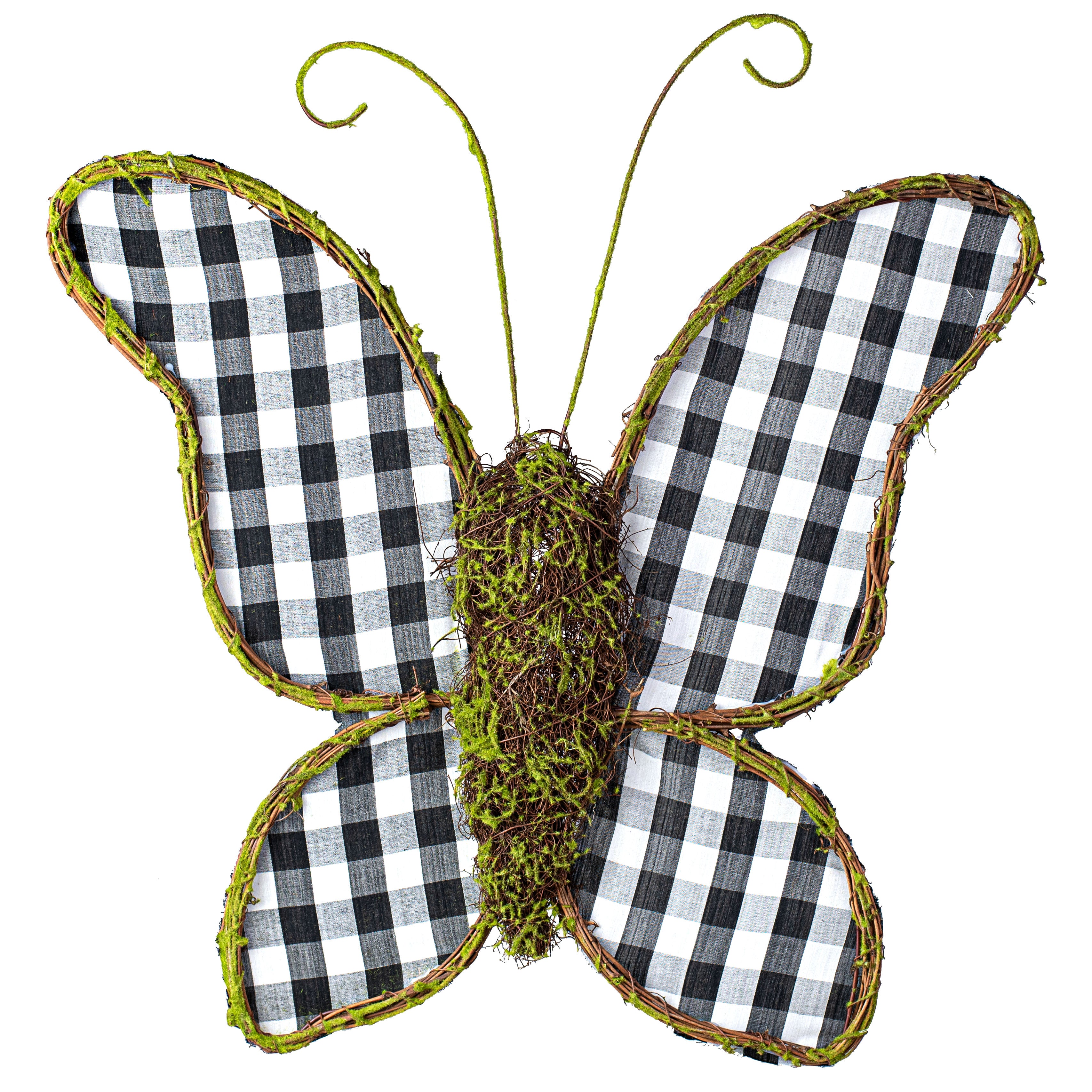 21" Twig Butterfly Door Hanger: Black & White Check Item Number: 62484BKWT