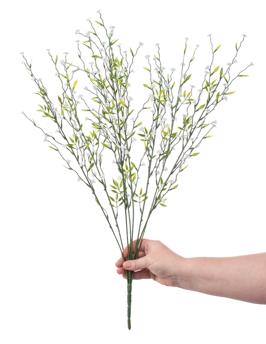 22" Twig Flower Spray: White detail photo 3