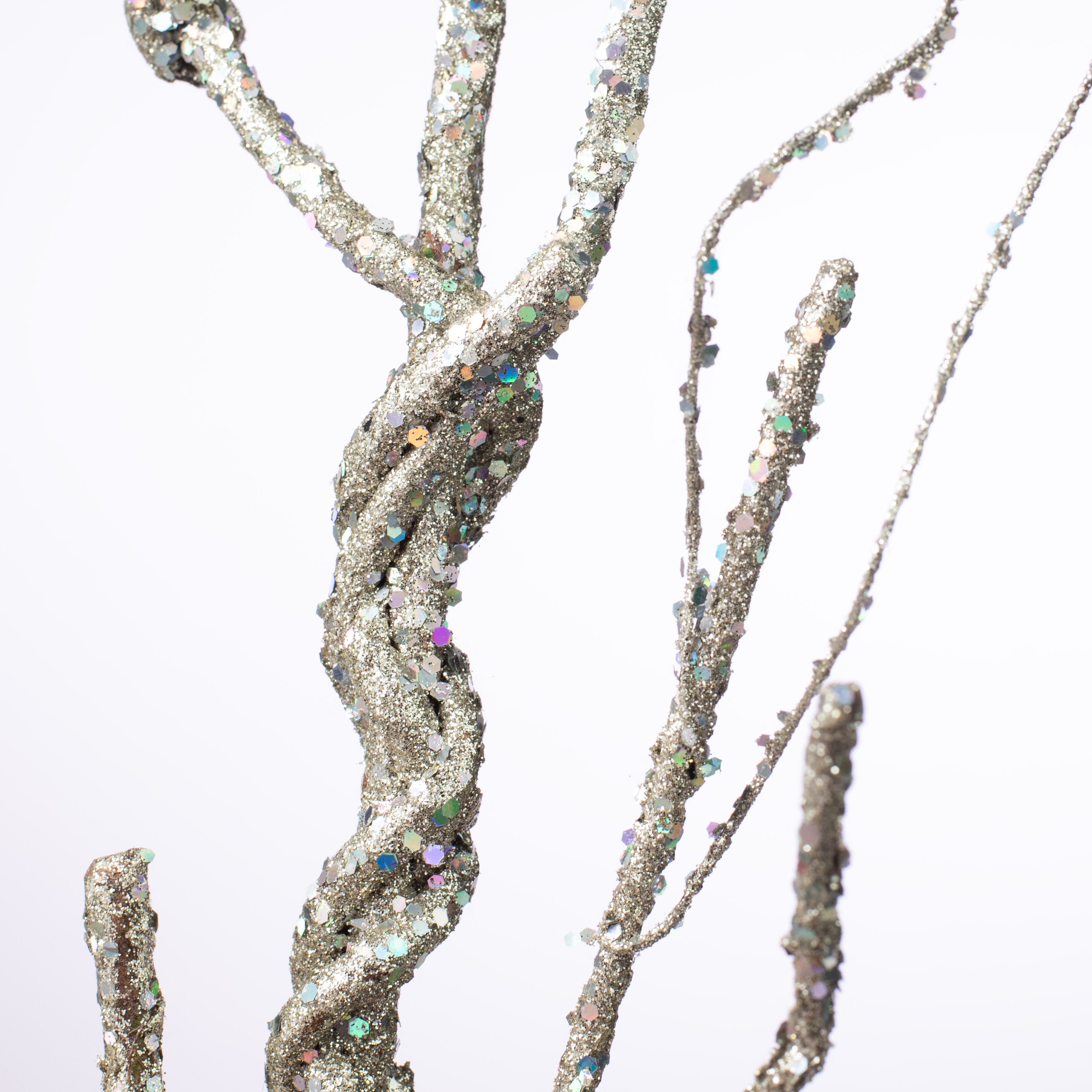 35" Twisted Glitter Manzanita Branch: Champagne detail photo 3