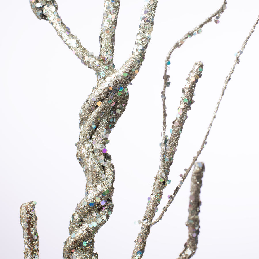 35" Twisted Glitter Manzanita Branch: Champagne detail photo 3