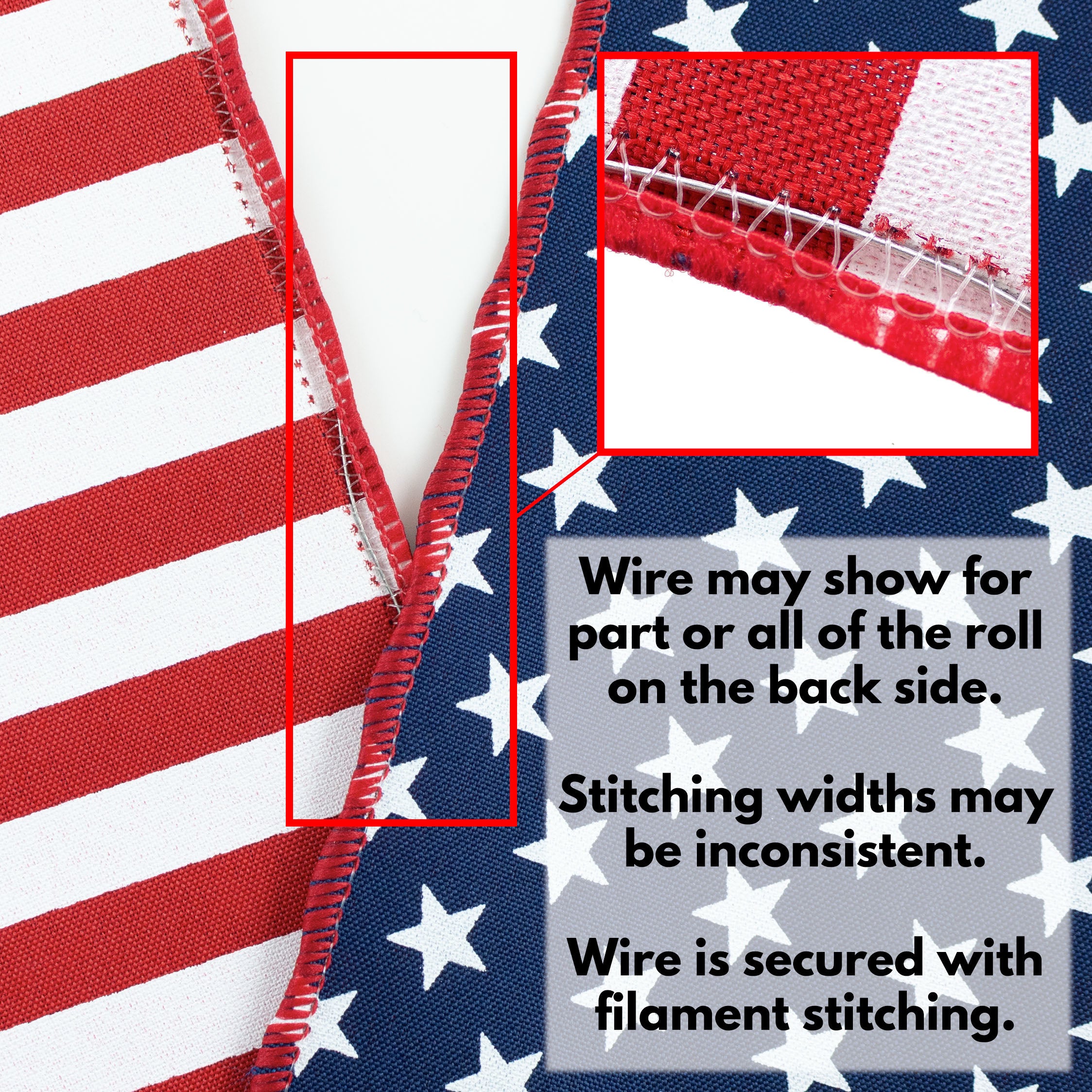 4" Two Sided Stars & Stripes Ribbon (10 Yards) detail photo 3