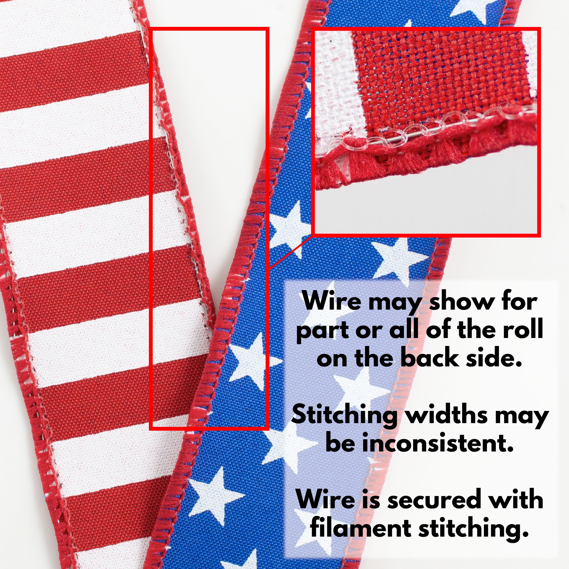 1.5" Two Sided Stars & Stripes Ribbon: Royal Blue (10 Yards) detail photo 3