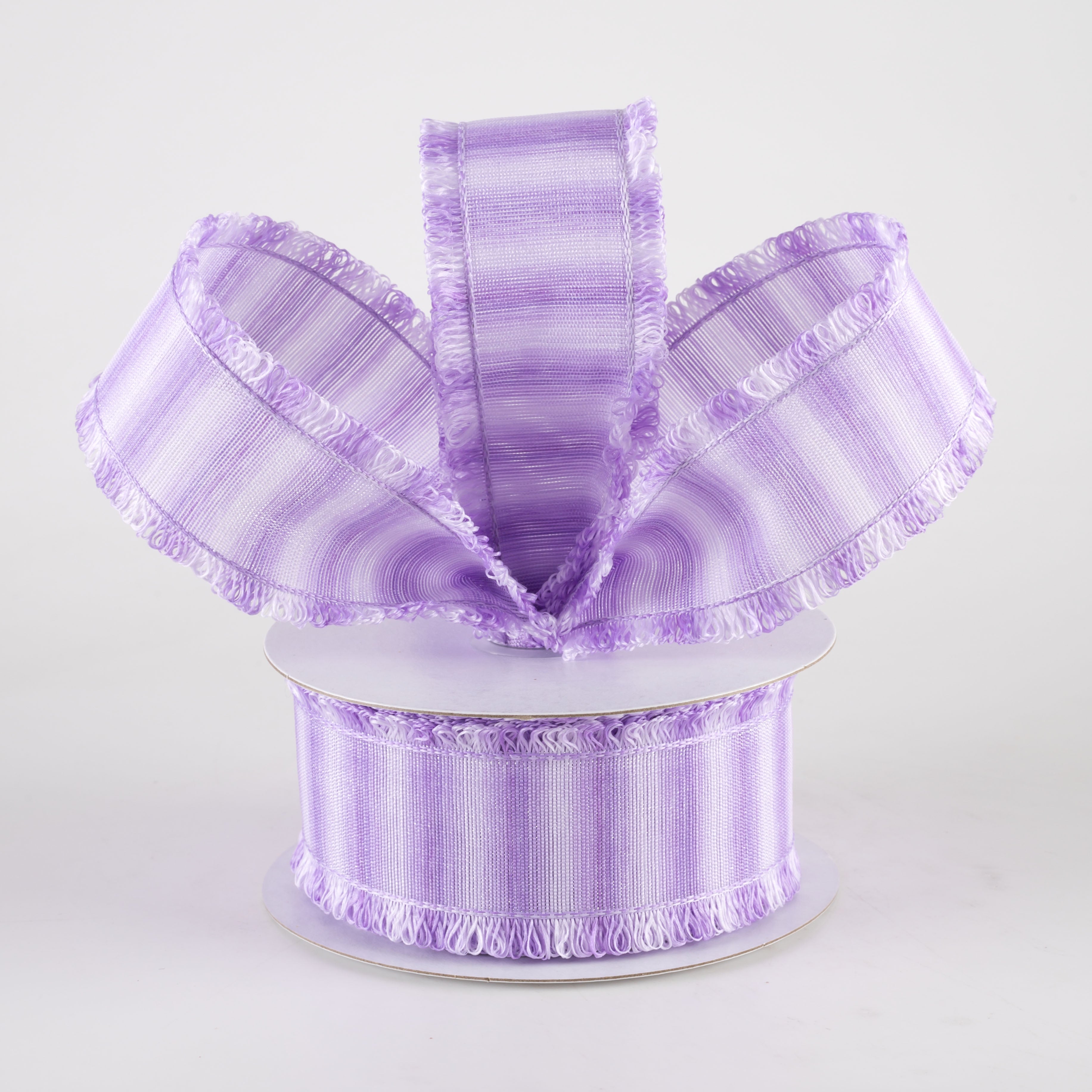 1.5" Two-Tone Fuzzy Edge Ribbon: Lavender (10 Yards) Lifestyle Photo