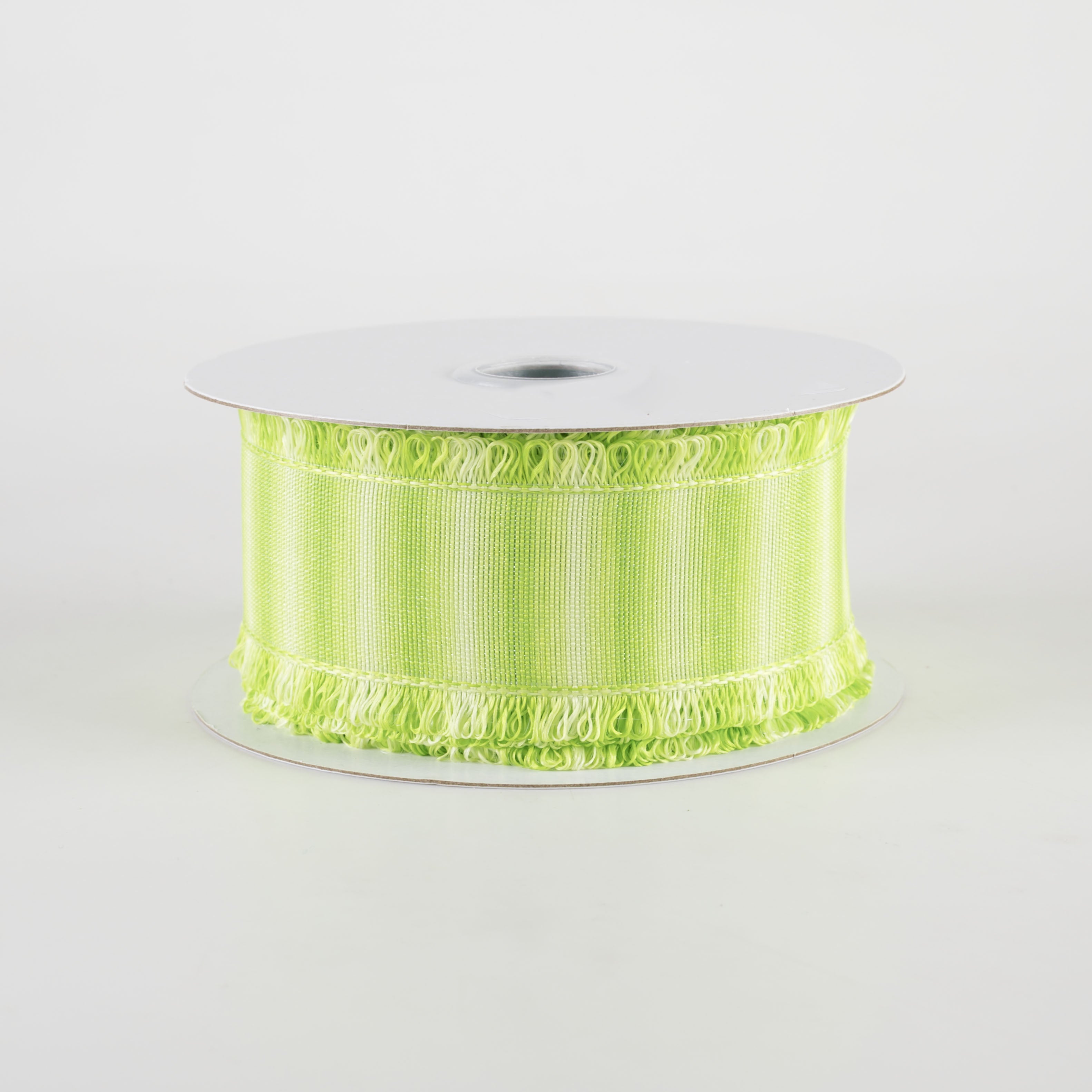 1.5" Two-Tone Fuzzy Edge Ribbon: Lime Green (10 Yards)