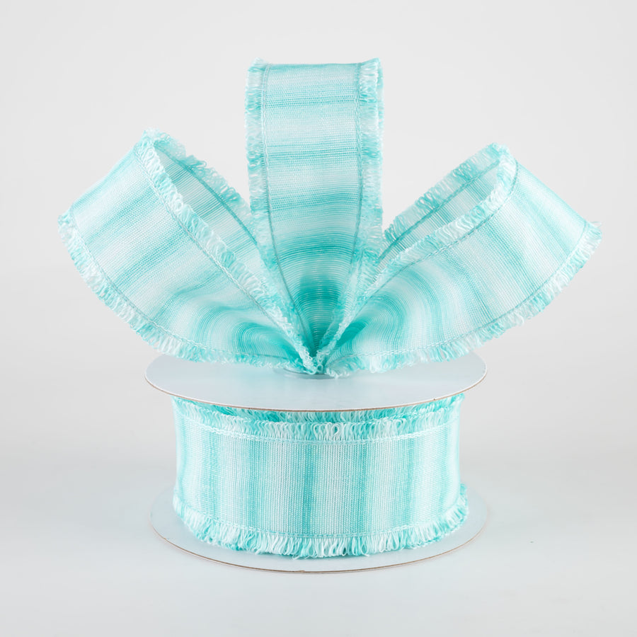 1.5" Two-Tone Fuzzy Edge Ribbon: Turquoise (10 Yards) Lifestyle Photo