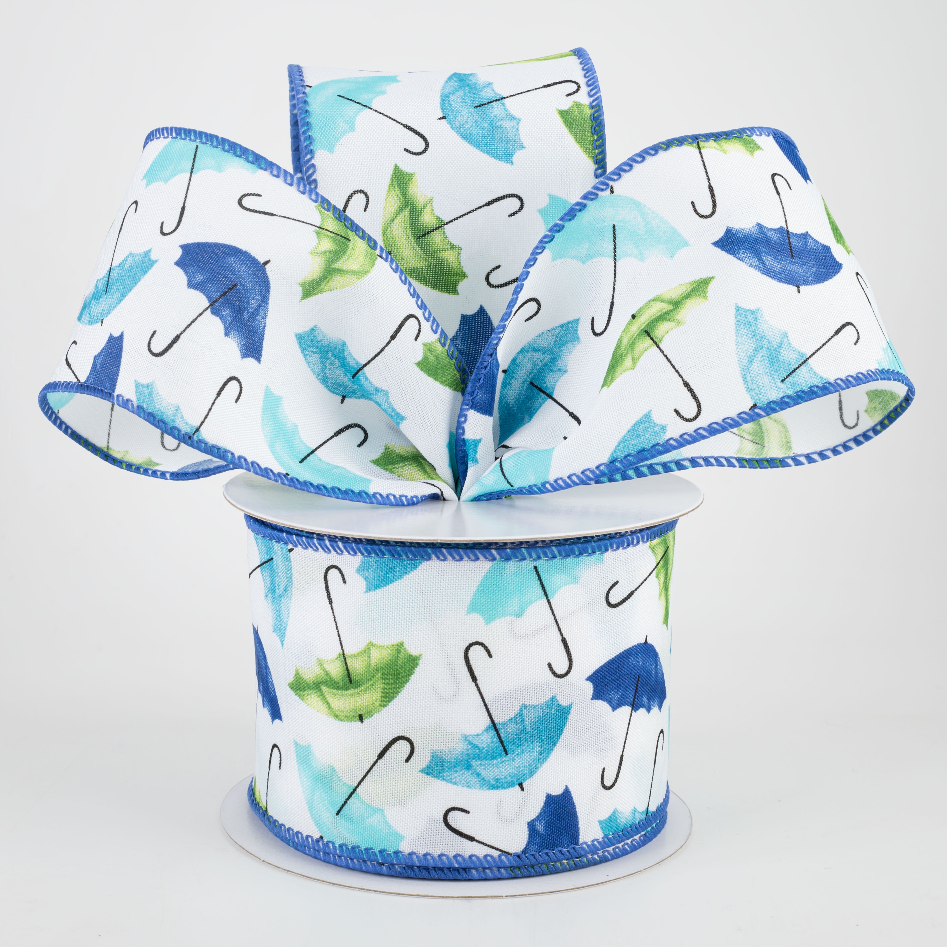 2.5" Umbrella Ribbon: Blue & Green (10 Yards) Lifestyle Photo