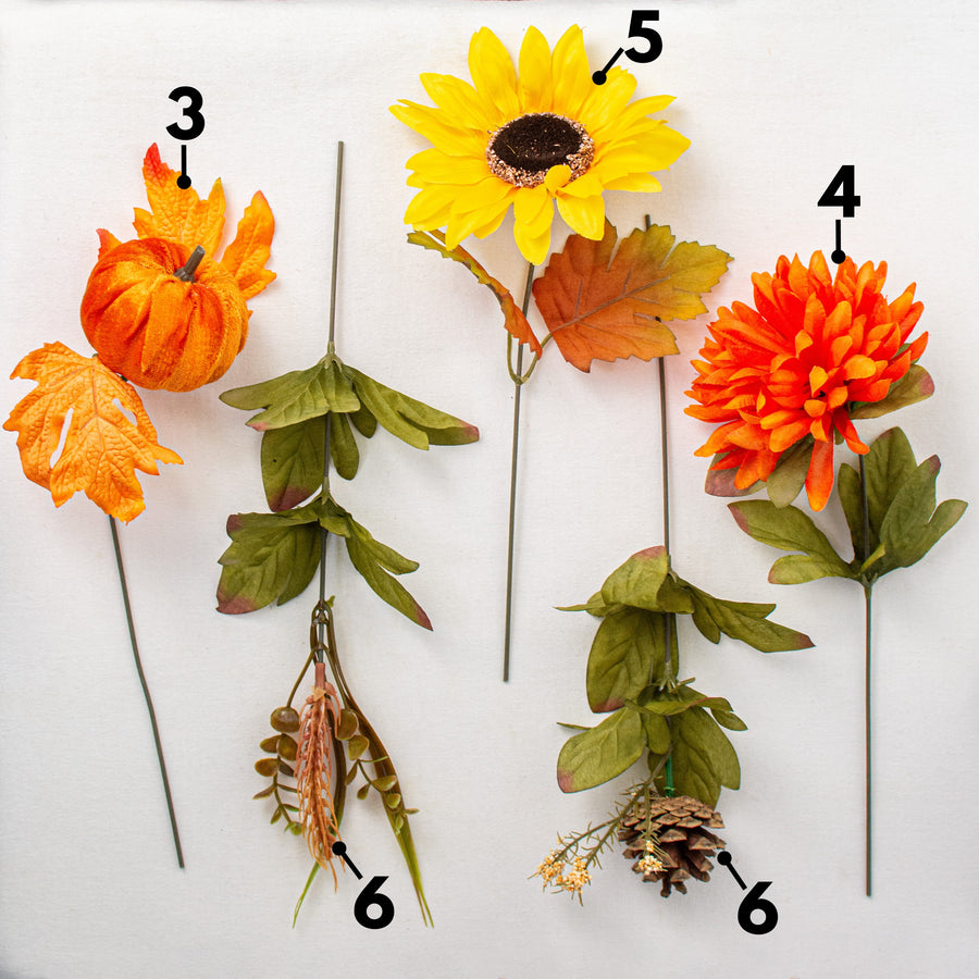 Un-bushed Pick Mix: Sunflower, Mum, Pumpkin & Pinecone (24 Stem) detail photo 5