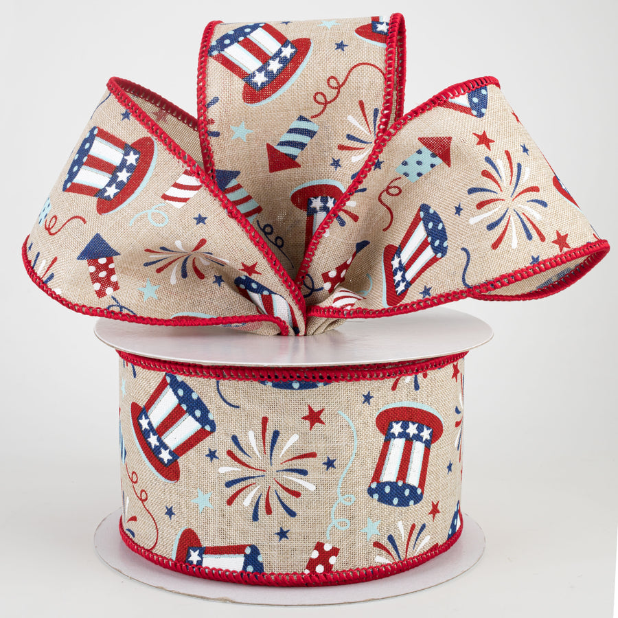 2.5" Uncle Sam Fireworks Ribbon: Light Natural (10 Yards) Lifestyle Photo