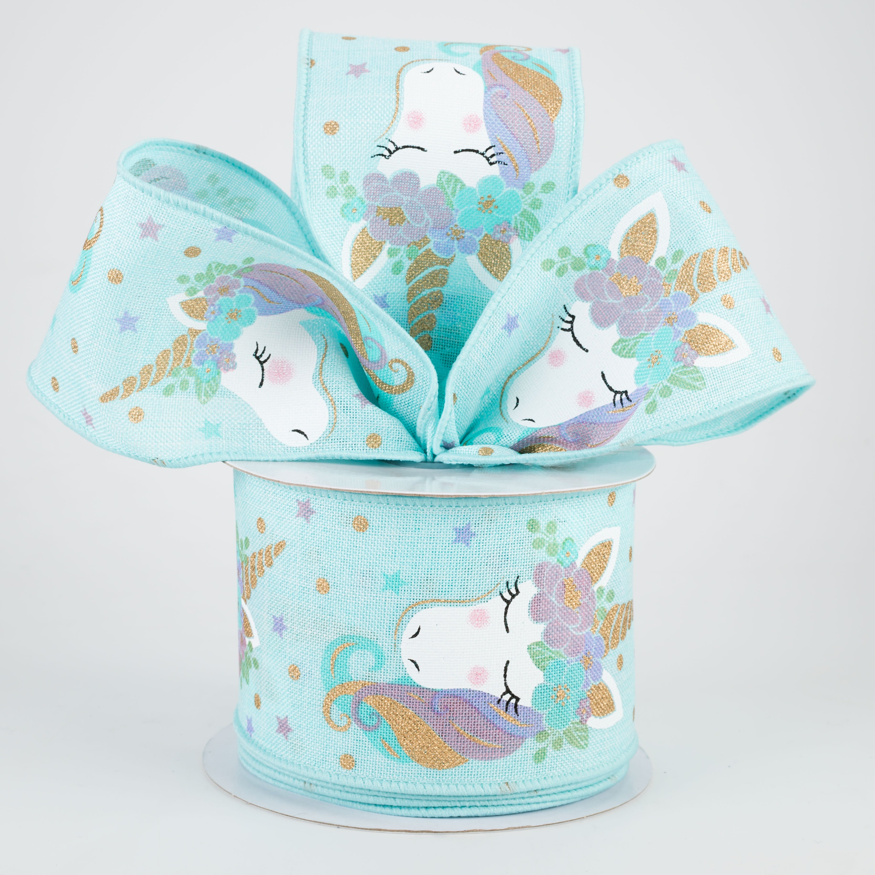 2.5" Unicorn Ribbon: Ice Blue (10 Yards) Lifestyle Photo