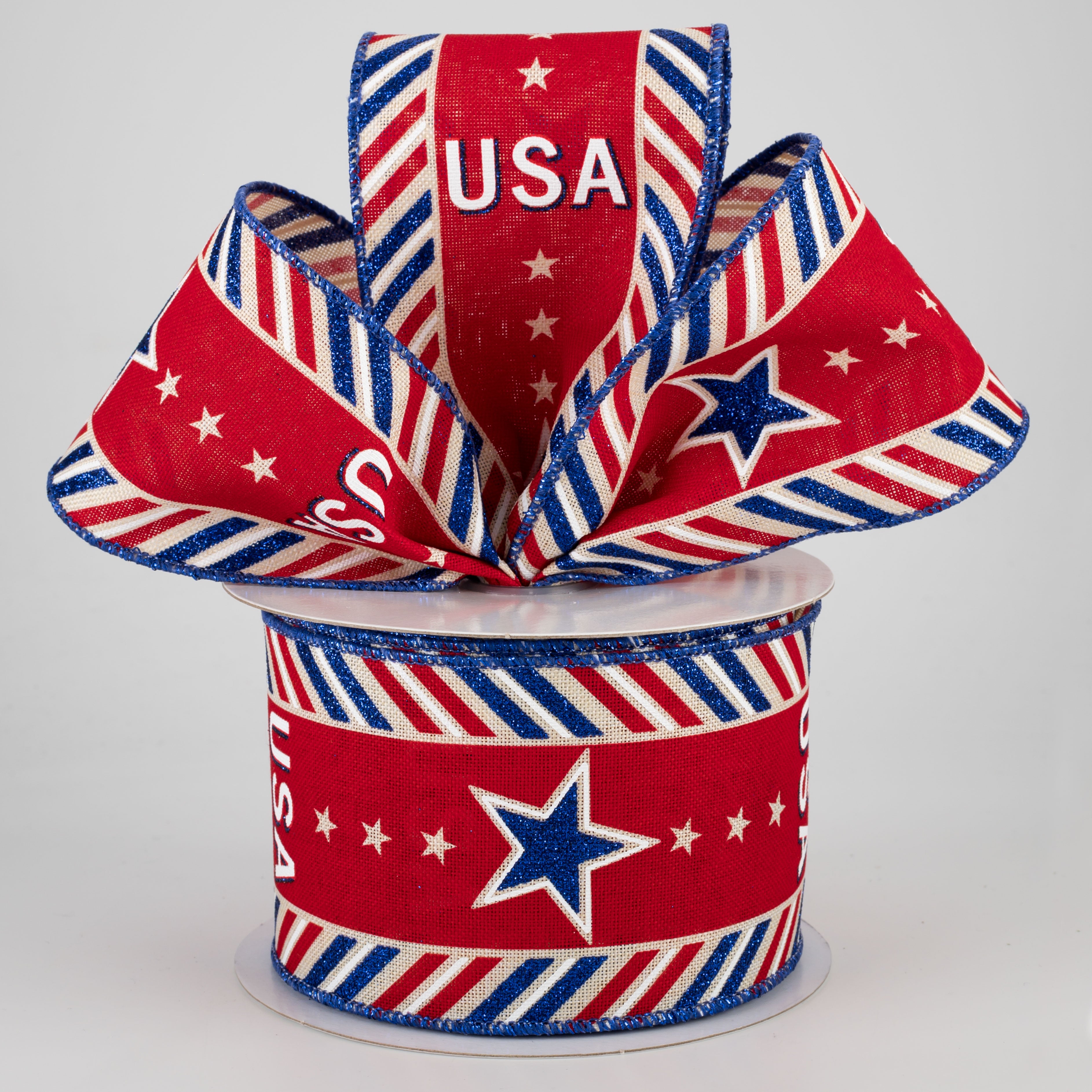 2.5" USA Diagonal Border Ribbon: Cream (10 Yards) Lifestyle Photo