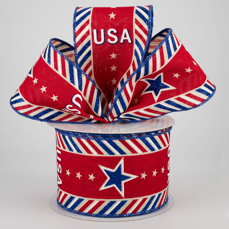 2.5" USA Diagonal Border Ribbon: Cream (10 Yards) Lifestyle Photo