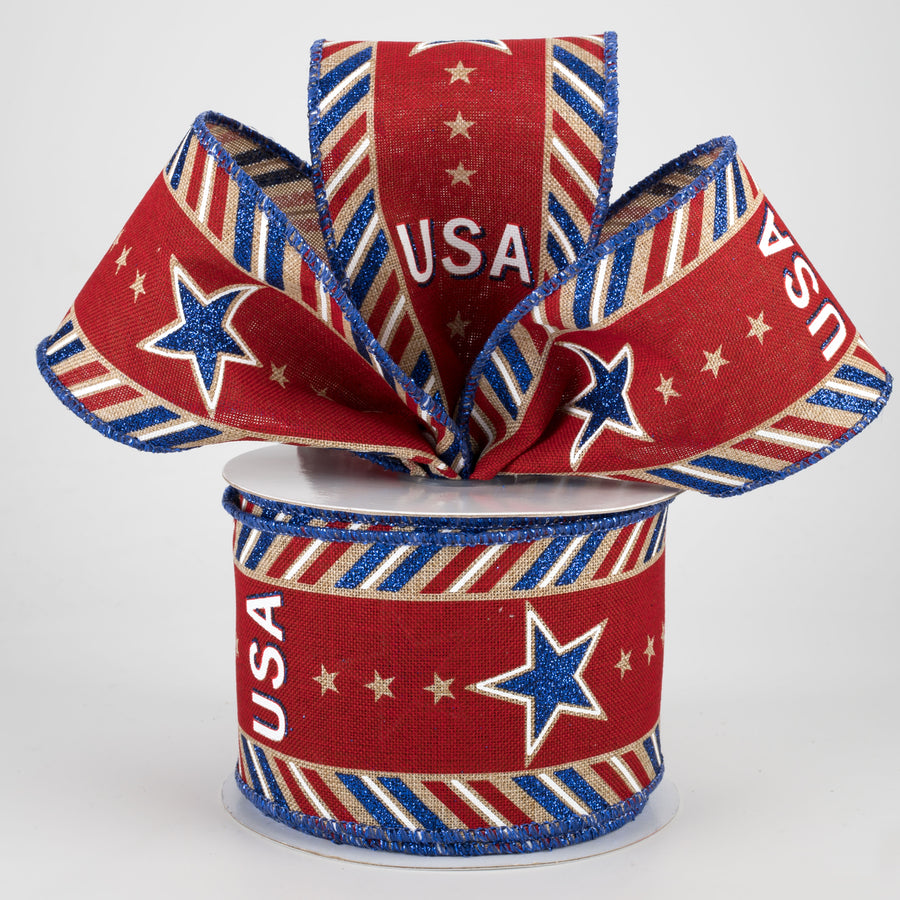 2.5" USA Diagonal Border Ribbon: Light Beige (10 Yards) Lifestyle Photo