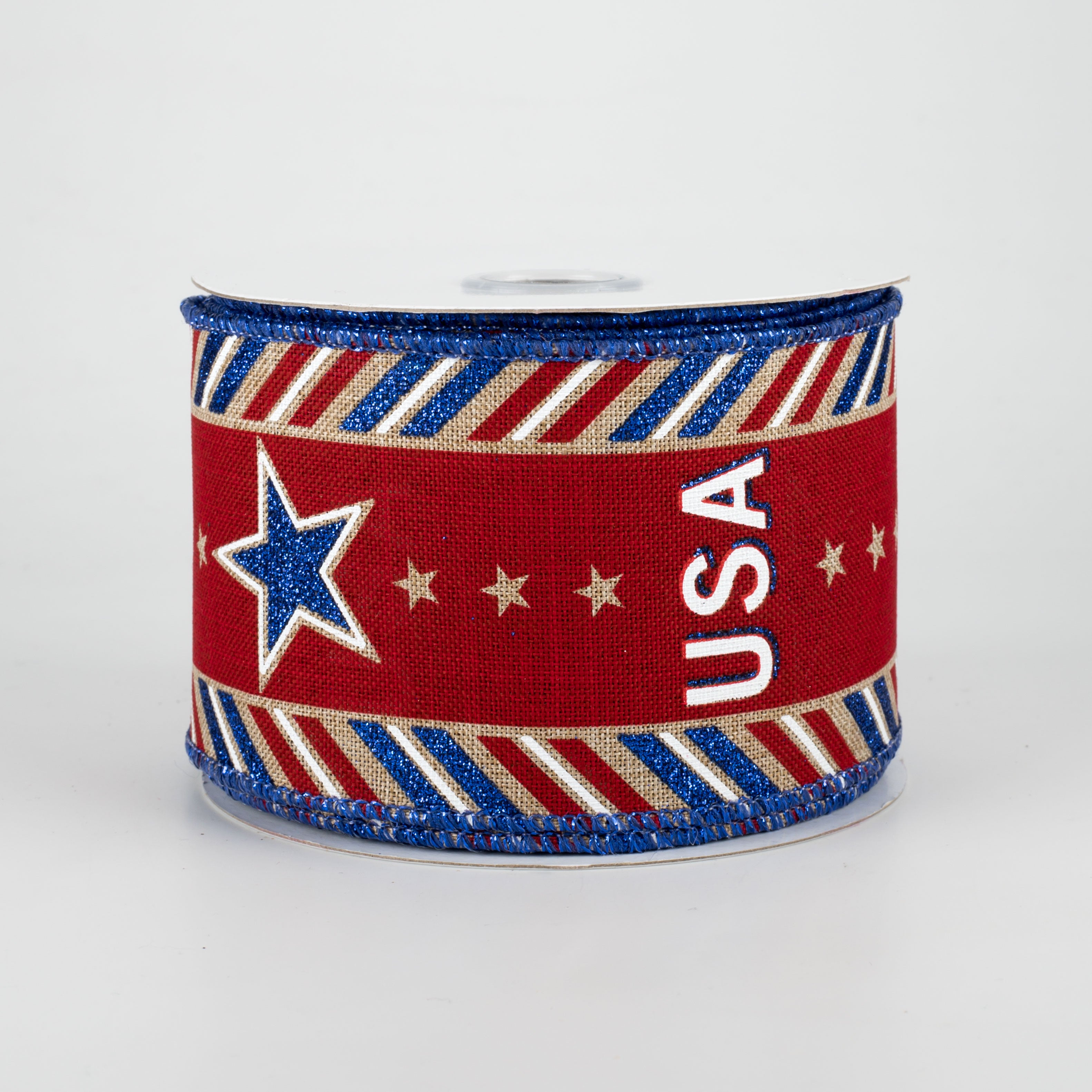 2.5" USA Diagonal Border Ribbon: Light Beige (10 Yards)