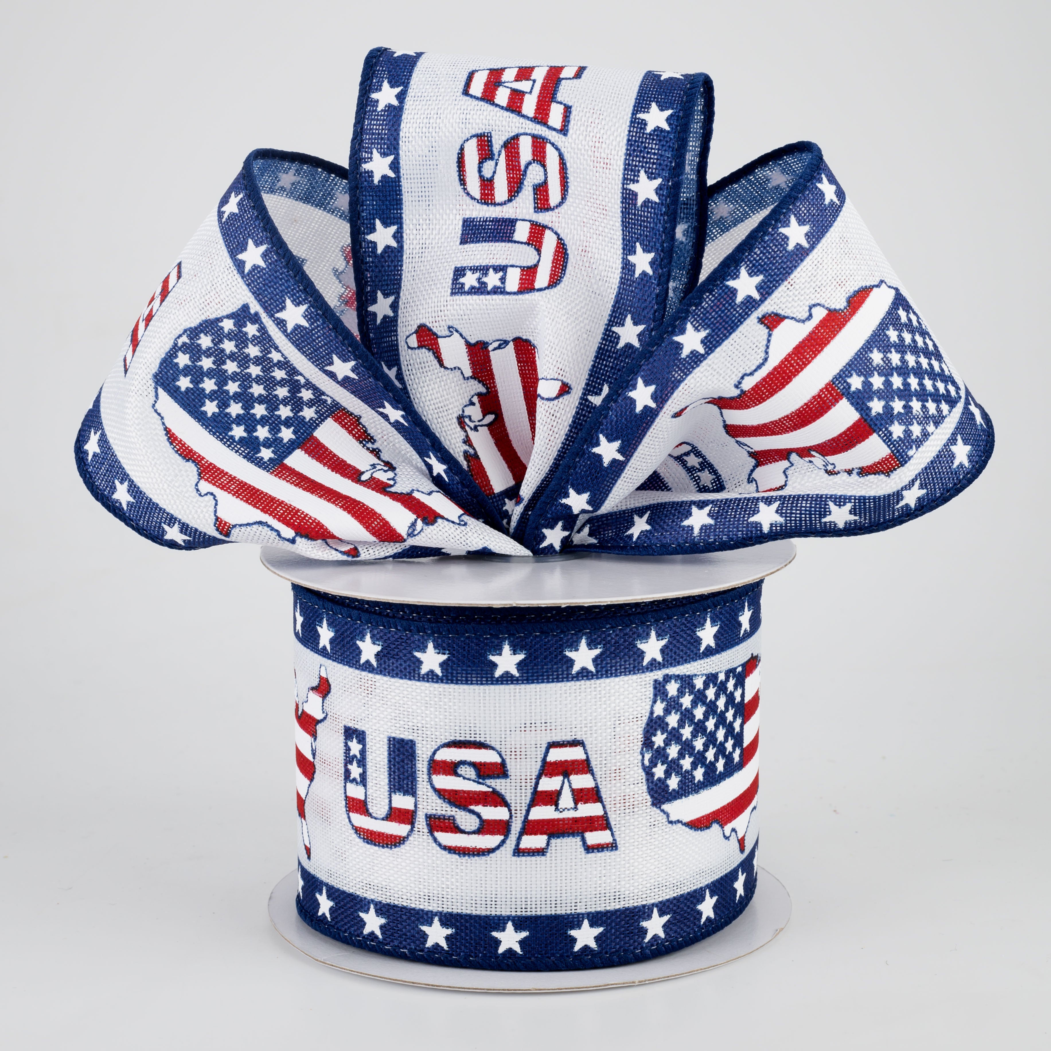 2.5" USA Outline Flag Ribbon (10 Yards) Lifestyle Photo