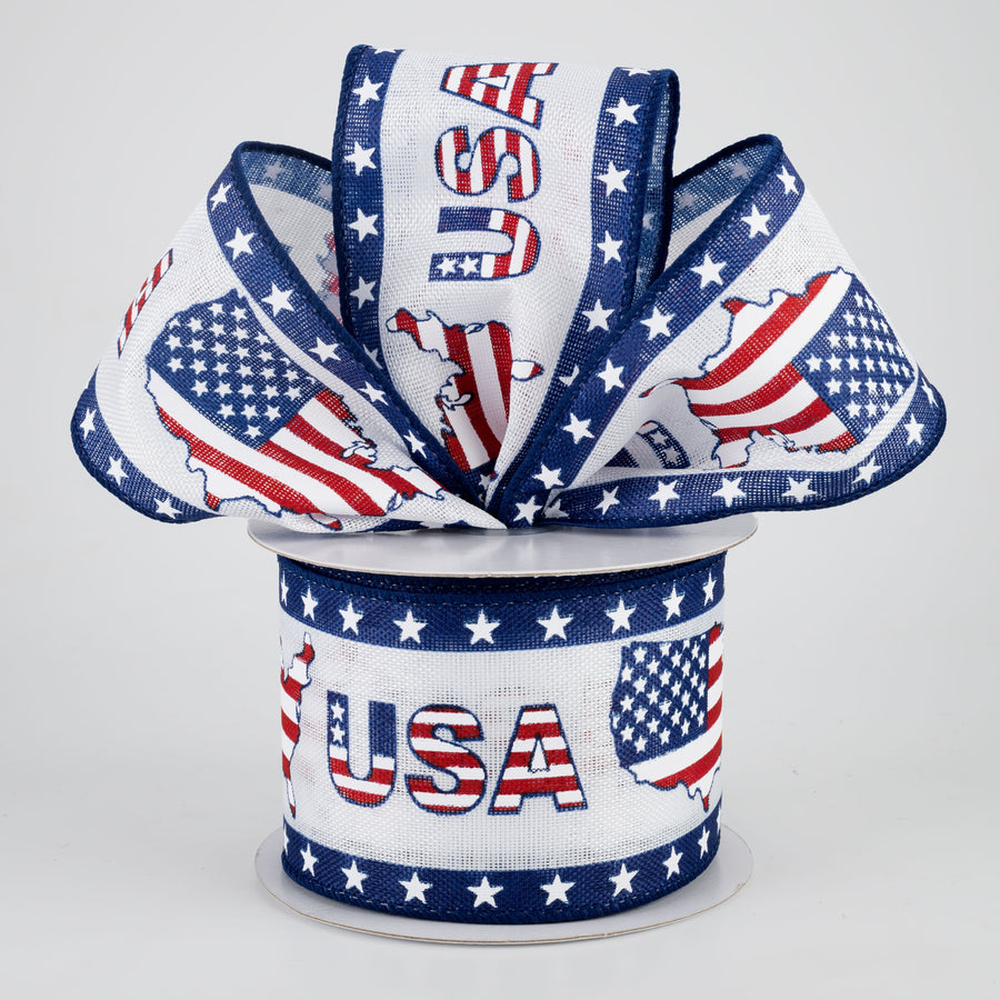 2.5" USA Outline Flag Ribbon (10 Yards) Lifestyle Photo