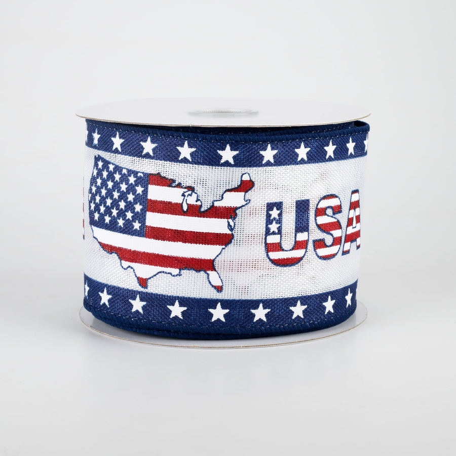 2.5" USA Outline Flag Ribbon (10 Yards)