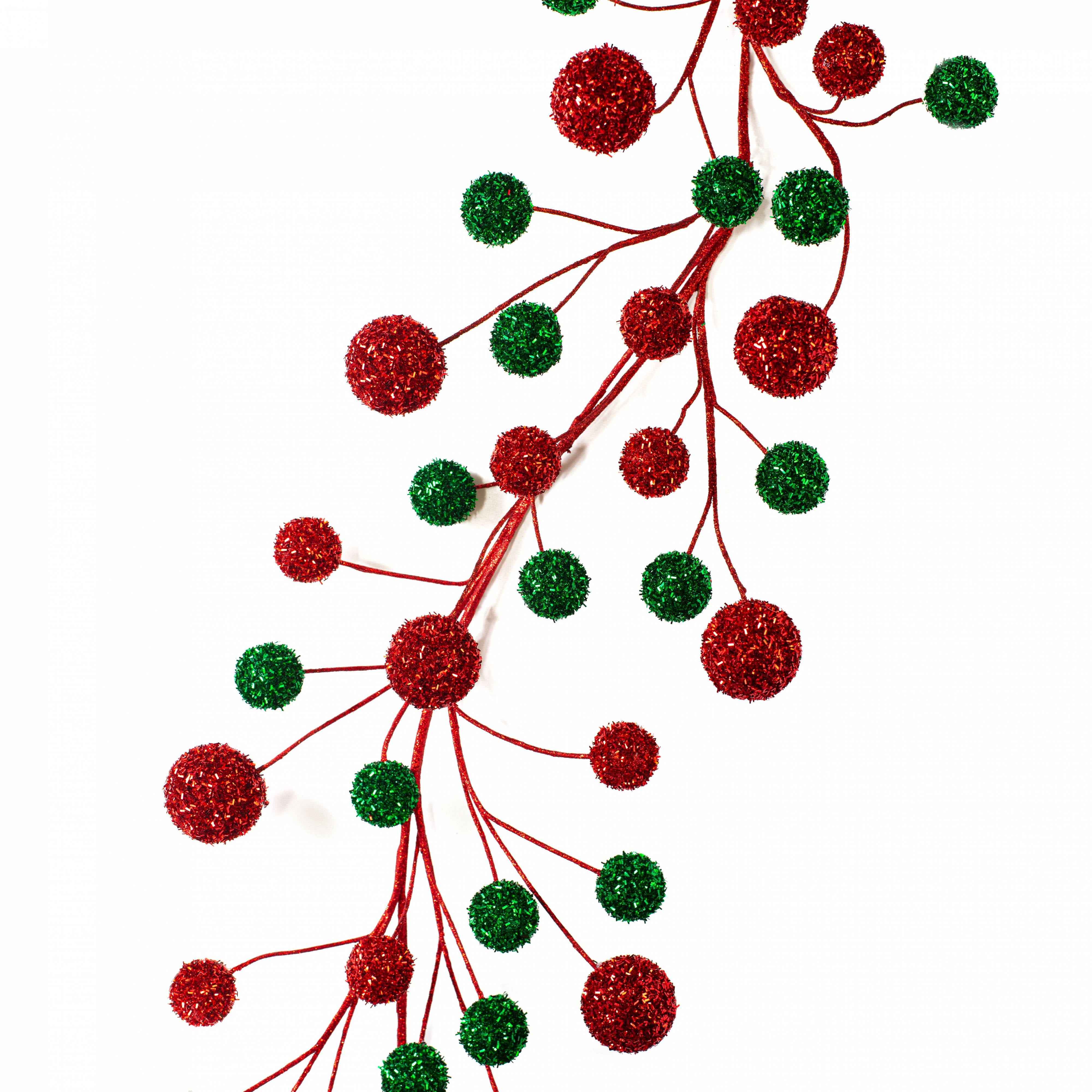 64" V-Cut Foil Ball Garland: Red & Emerald Green Item Number: XG674962