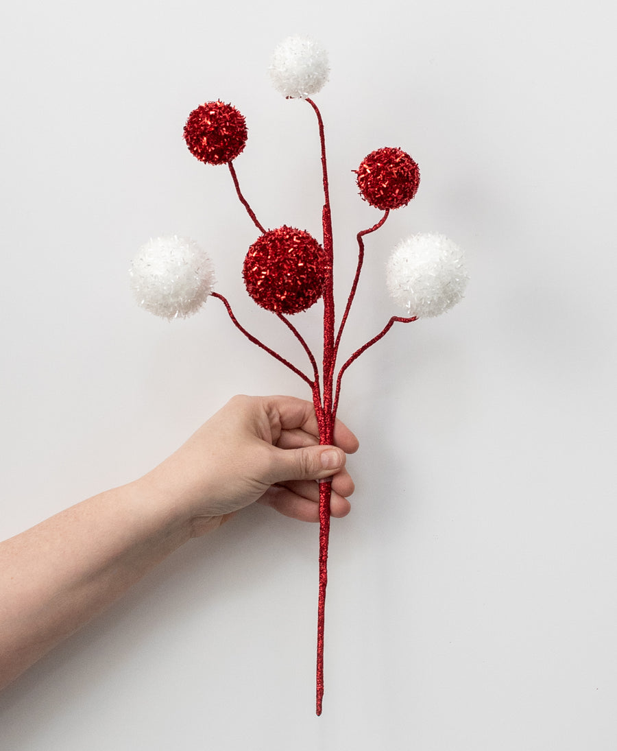 20" V-Cut Foil Ball Spray: Red & White detail photo 4