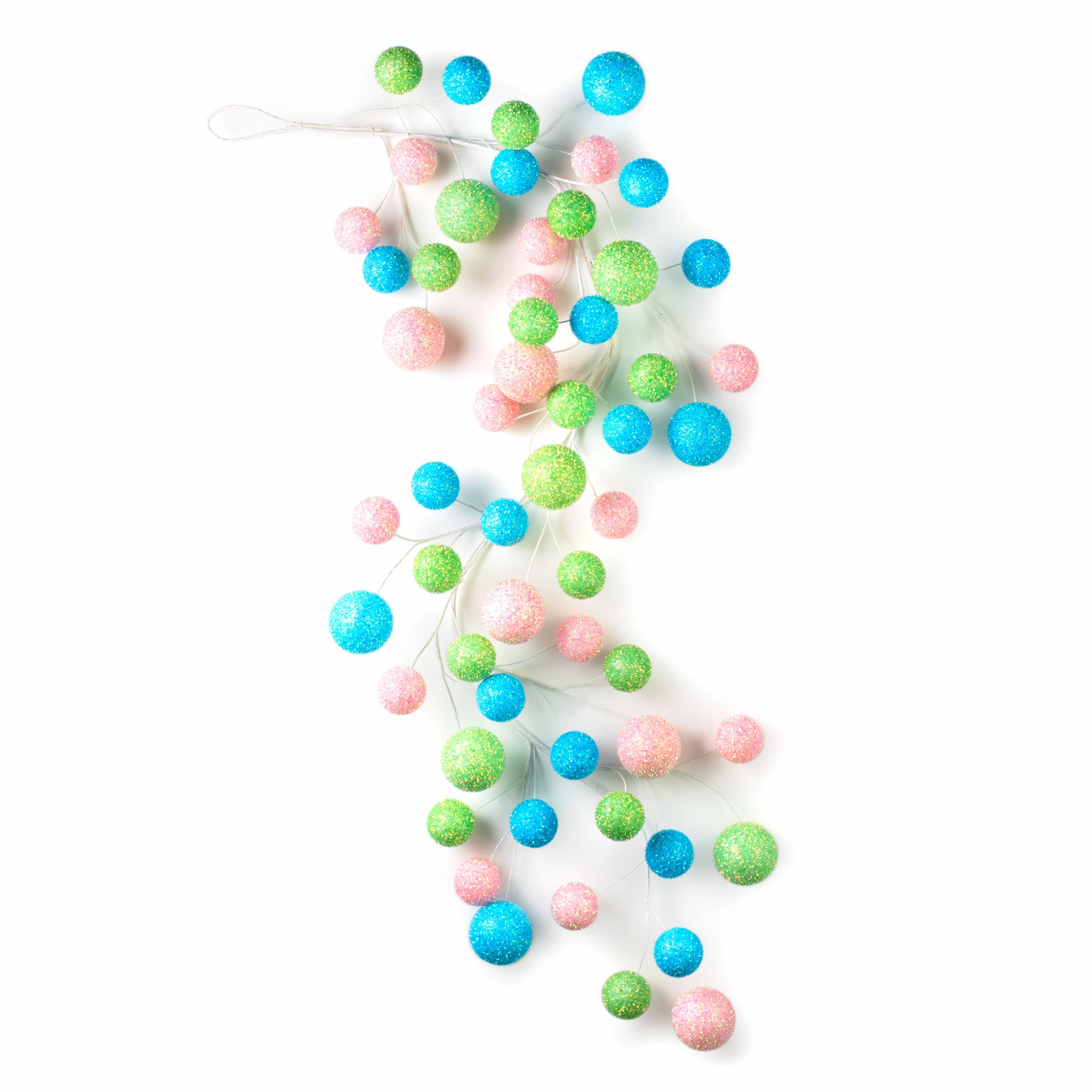 72" V-Cut Foil Jumbo Ball Garland: Bright Candy Pastels detail photo 3
