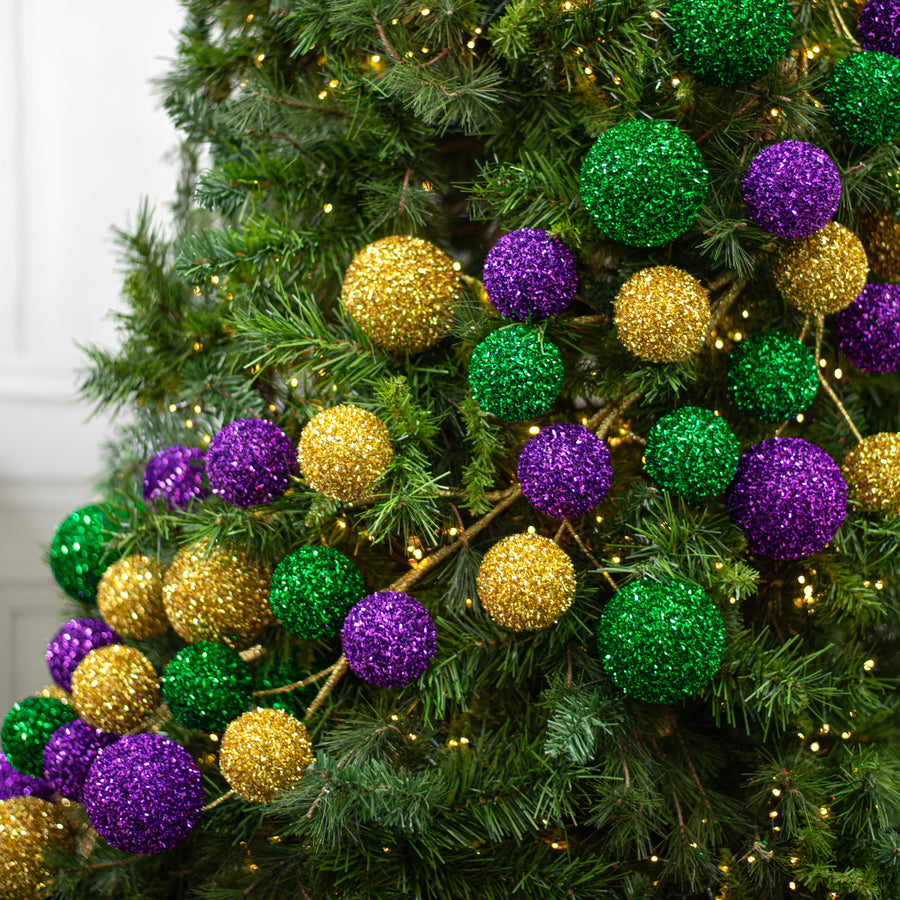72" V-Cut Foil Jumbo Ball Garland: Mardi Gras Lifestyle Photo