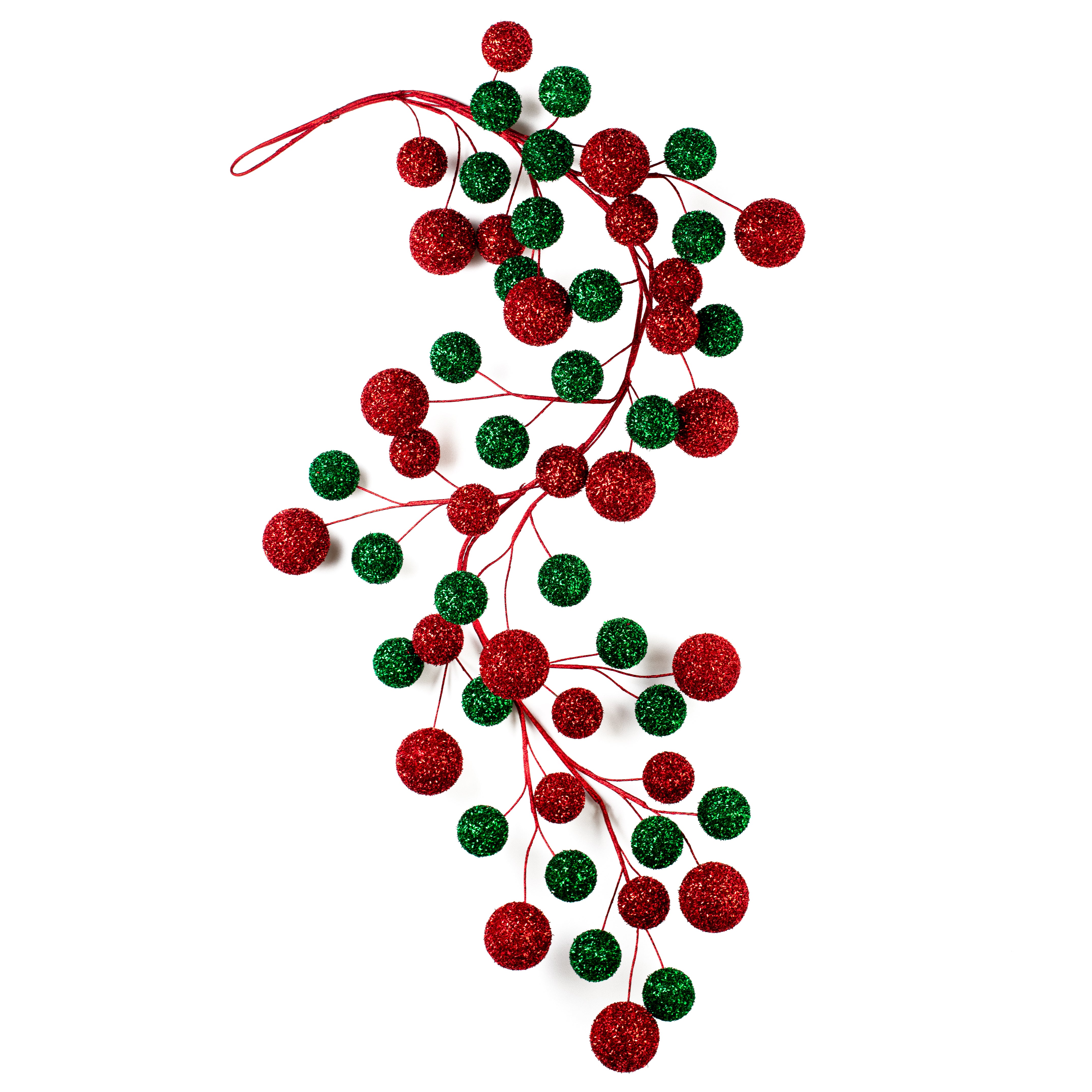 72" V-Cut Foil Jumbo Ball Garland: Red & Emerald Green detail photo 3