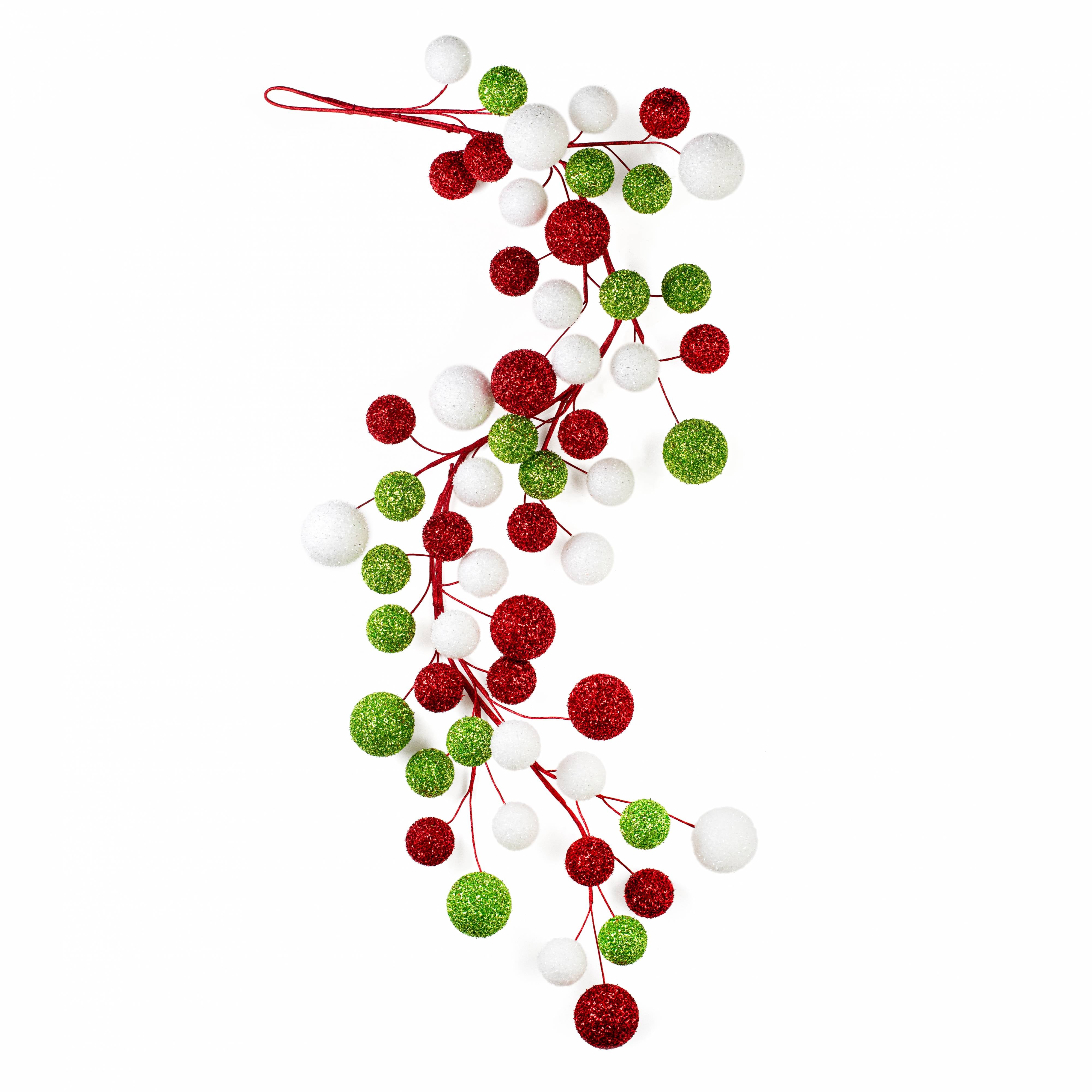 72" V-Cut Foil Jumbo Ball Garland: Red, White & Lime detail photo 3