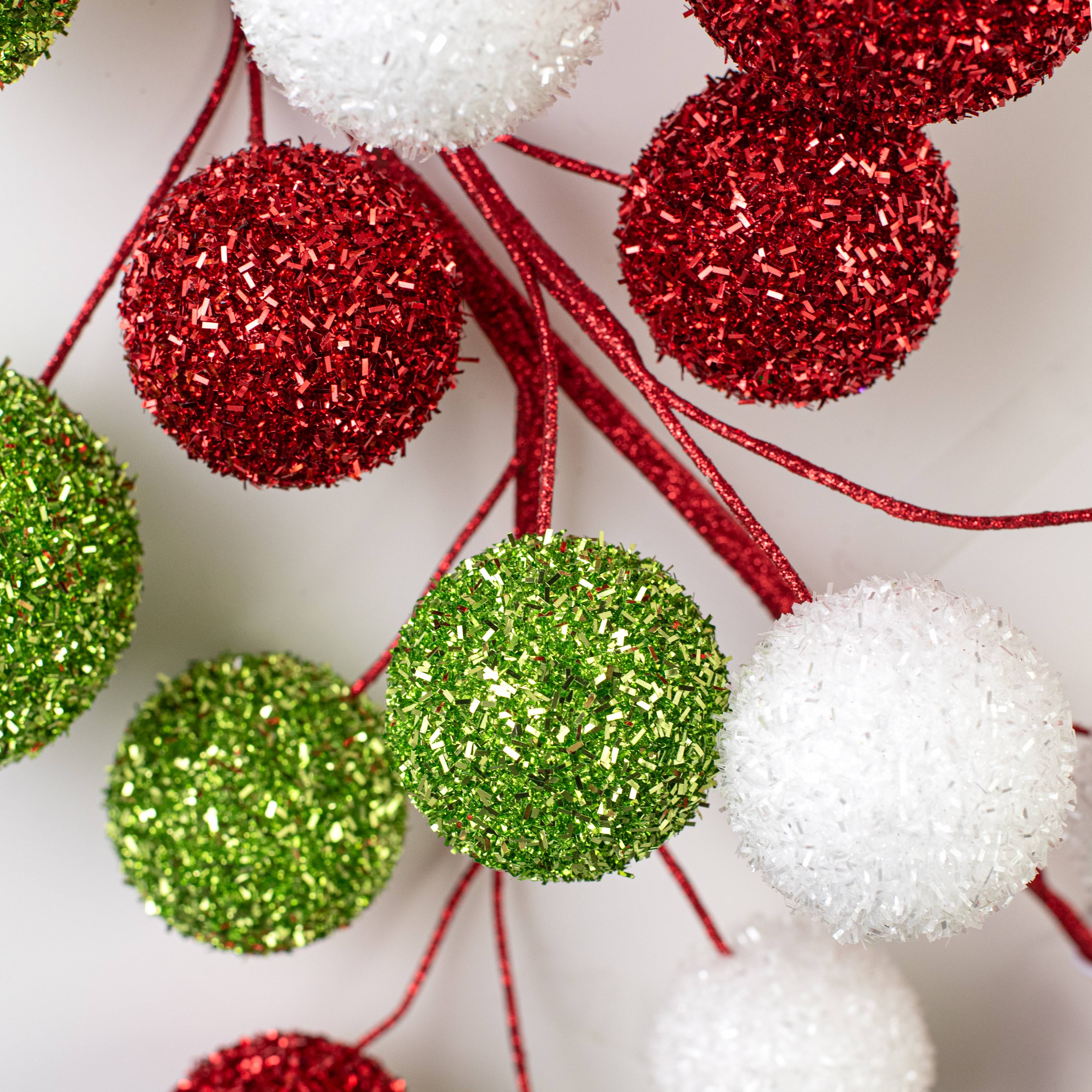 72" V-Cut Foil Jumbo Ball Garland: Red, White & Lime detail photo 4