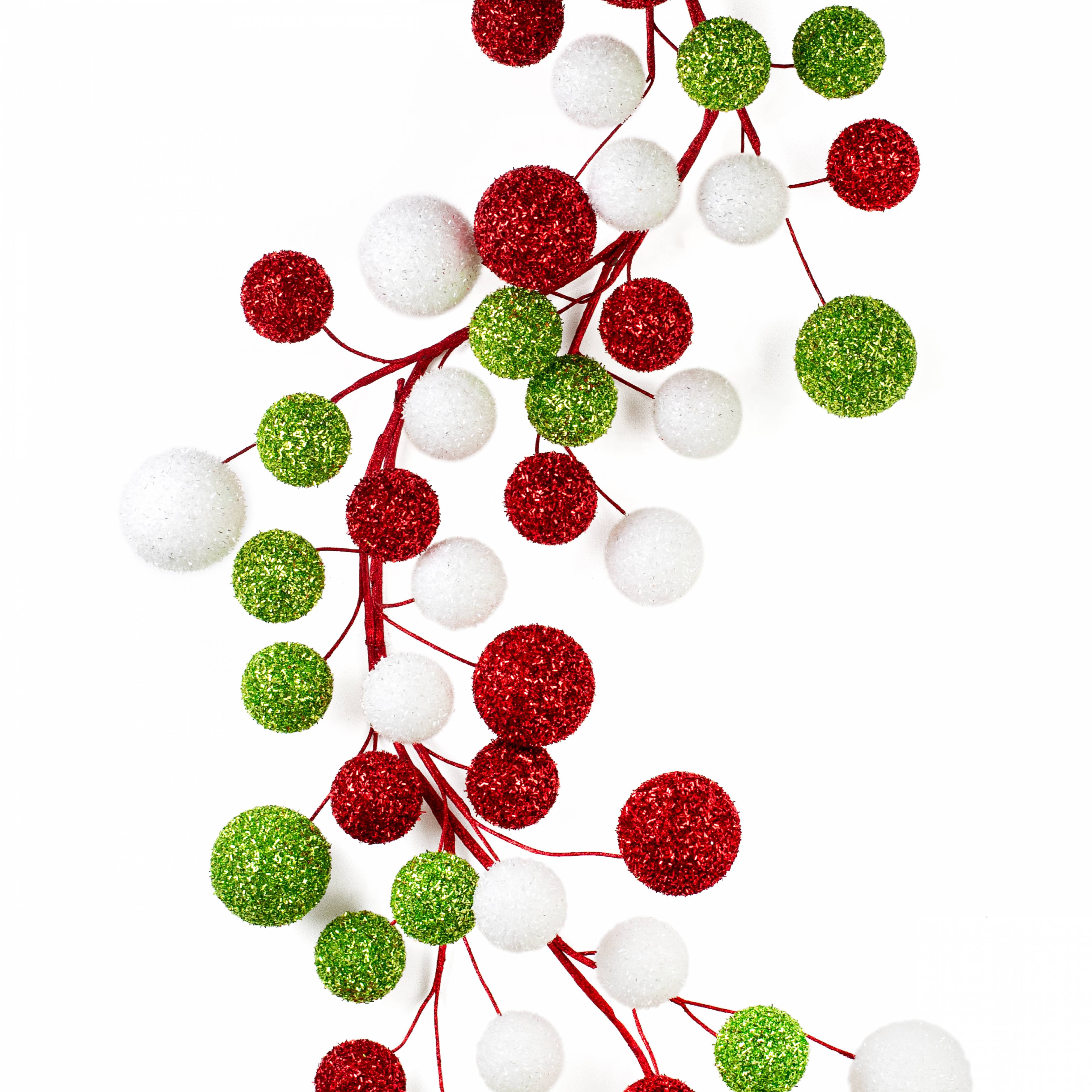 72" V-Cut Foil Jumbo Ball Garland: Red, White & Lime Item Number: XG675092