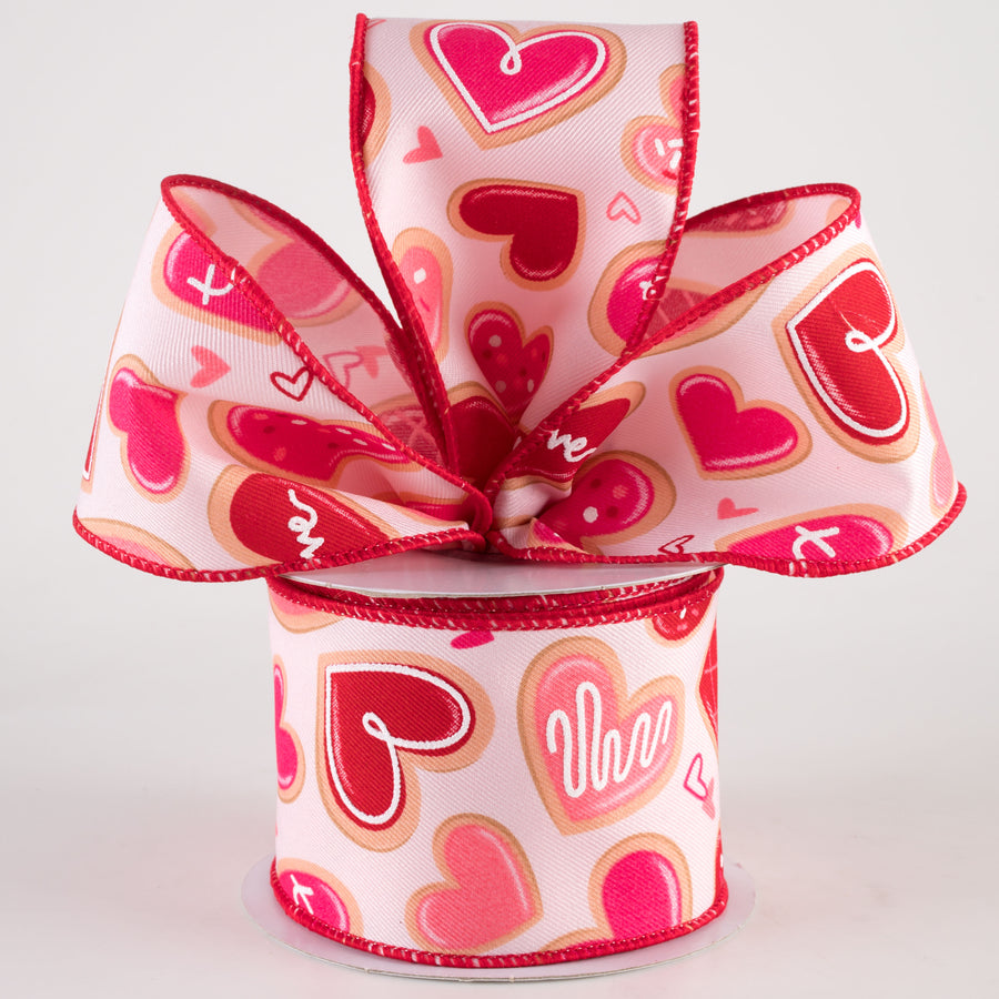 2.5" Valentine Cookies Ribbon: Pale Pink, Red, Pink (10 Yards) Lifestyle Photo
