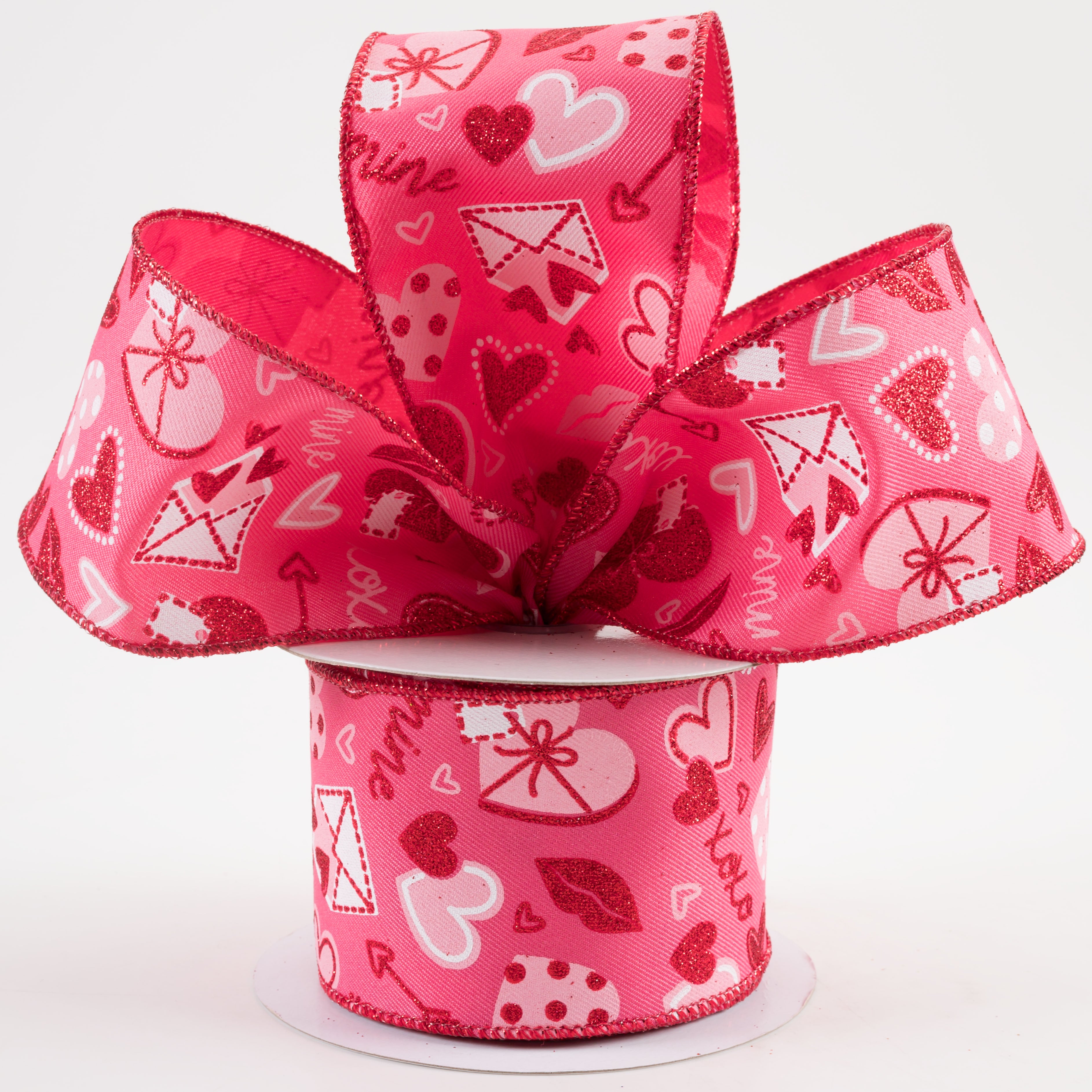 2.5" Valentine Graphics Ribbon: Hot Pink, Pink, Red (10 Yards) Lifestyle Photo