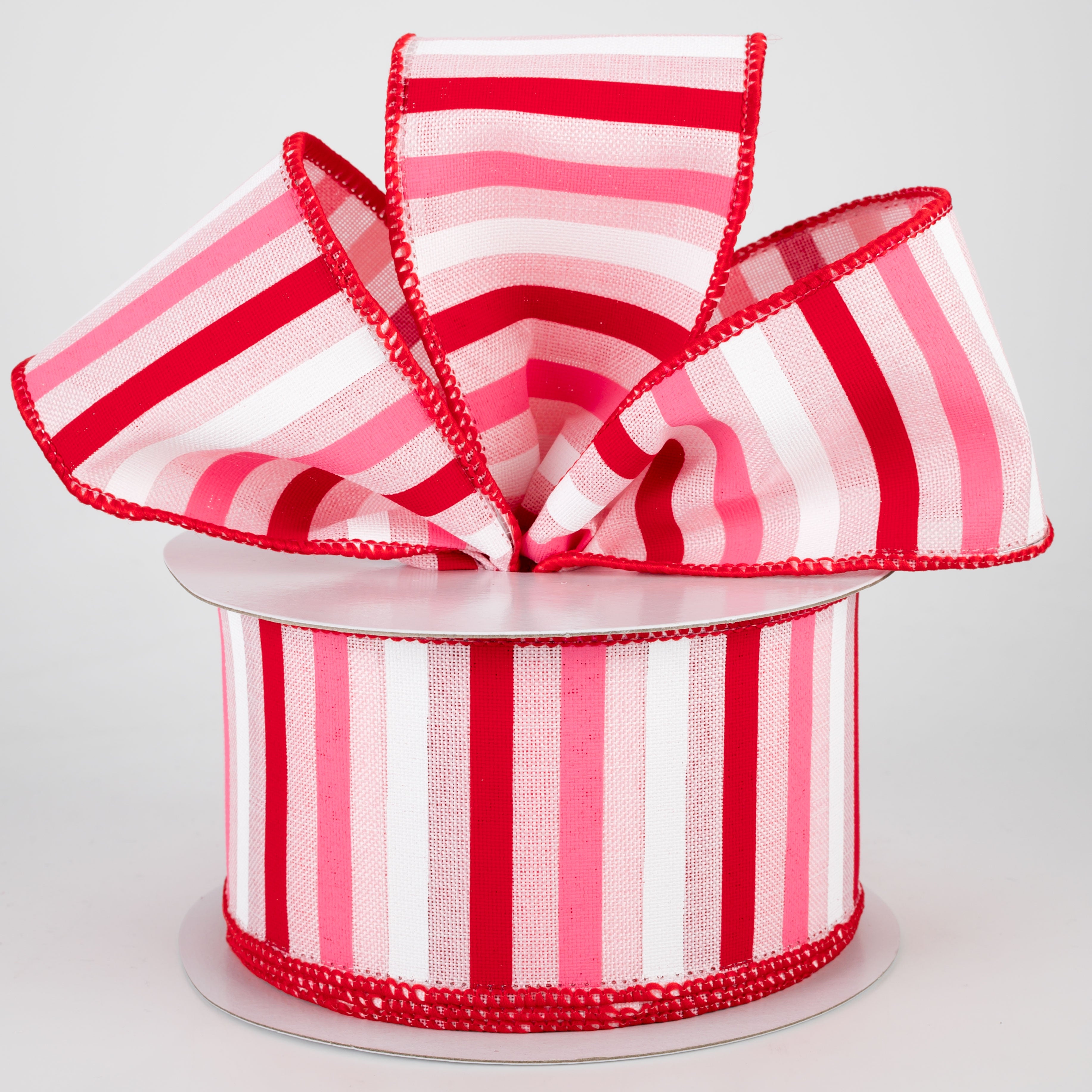 2.5" Valentine Horizontal Stripe Ribbon: Pale Pink (10 Yards) Lifestyle Photo