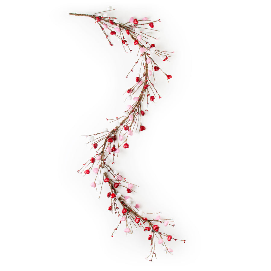 5' Valentine's Day Heart Garland: Red, Pink, White detail photo 4
