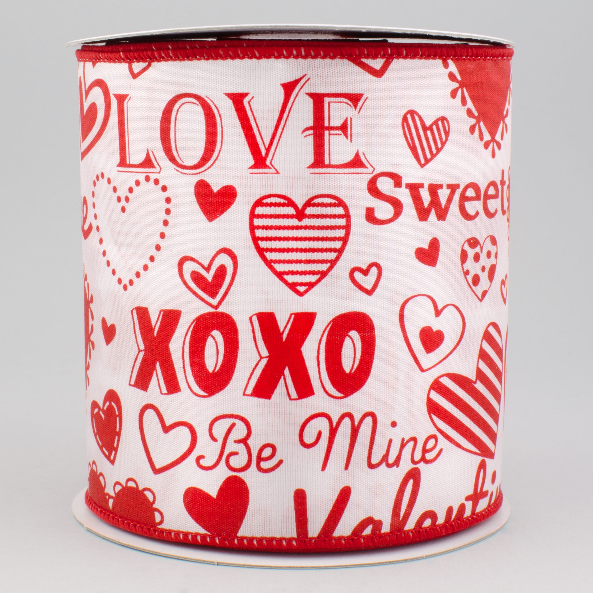4" Valentine's Day Words Heart Ribbon: Red & White (10 Yards)